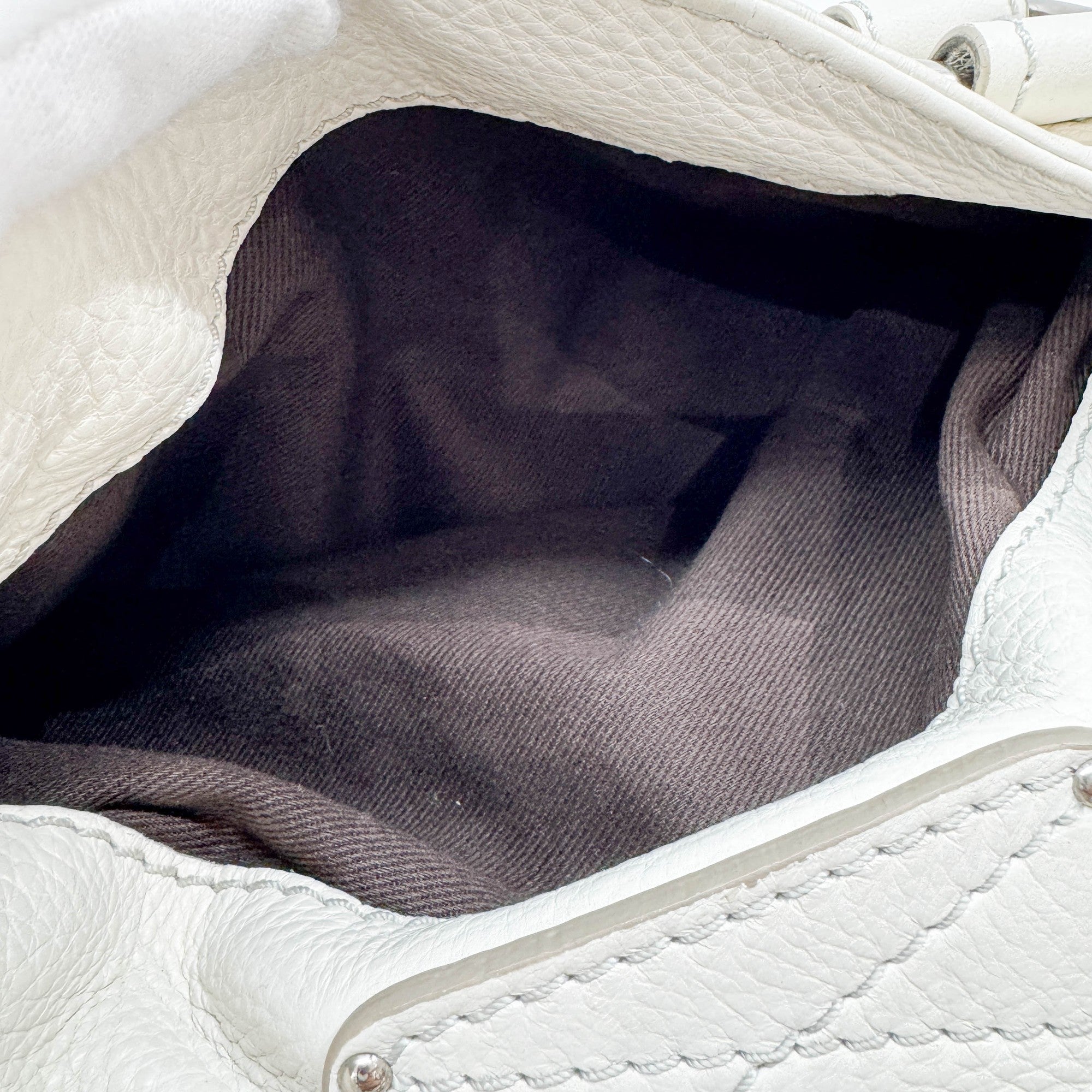 Paddington Silver Hardware White Leather Shoulder Bag