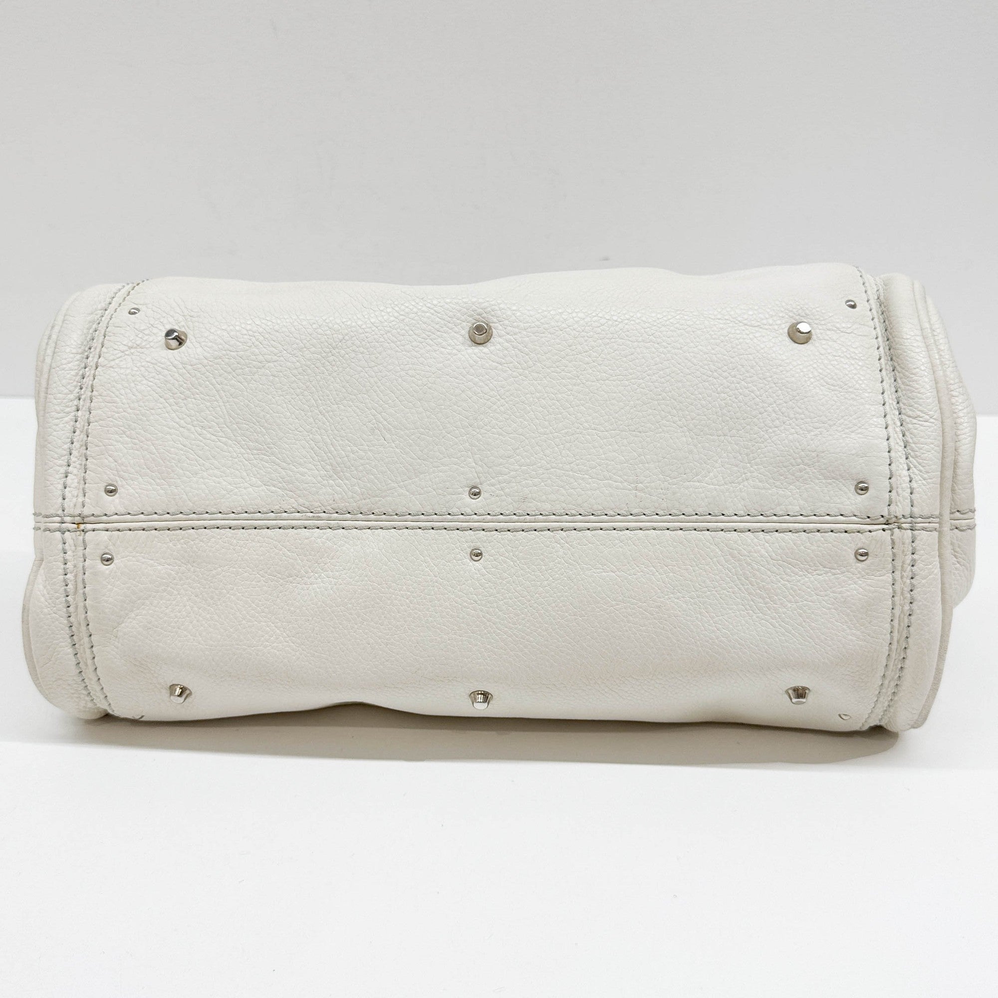 Paddington Silver Hardware White Leather Shoulder Bag