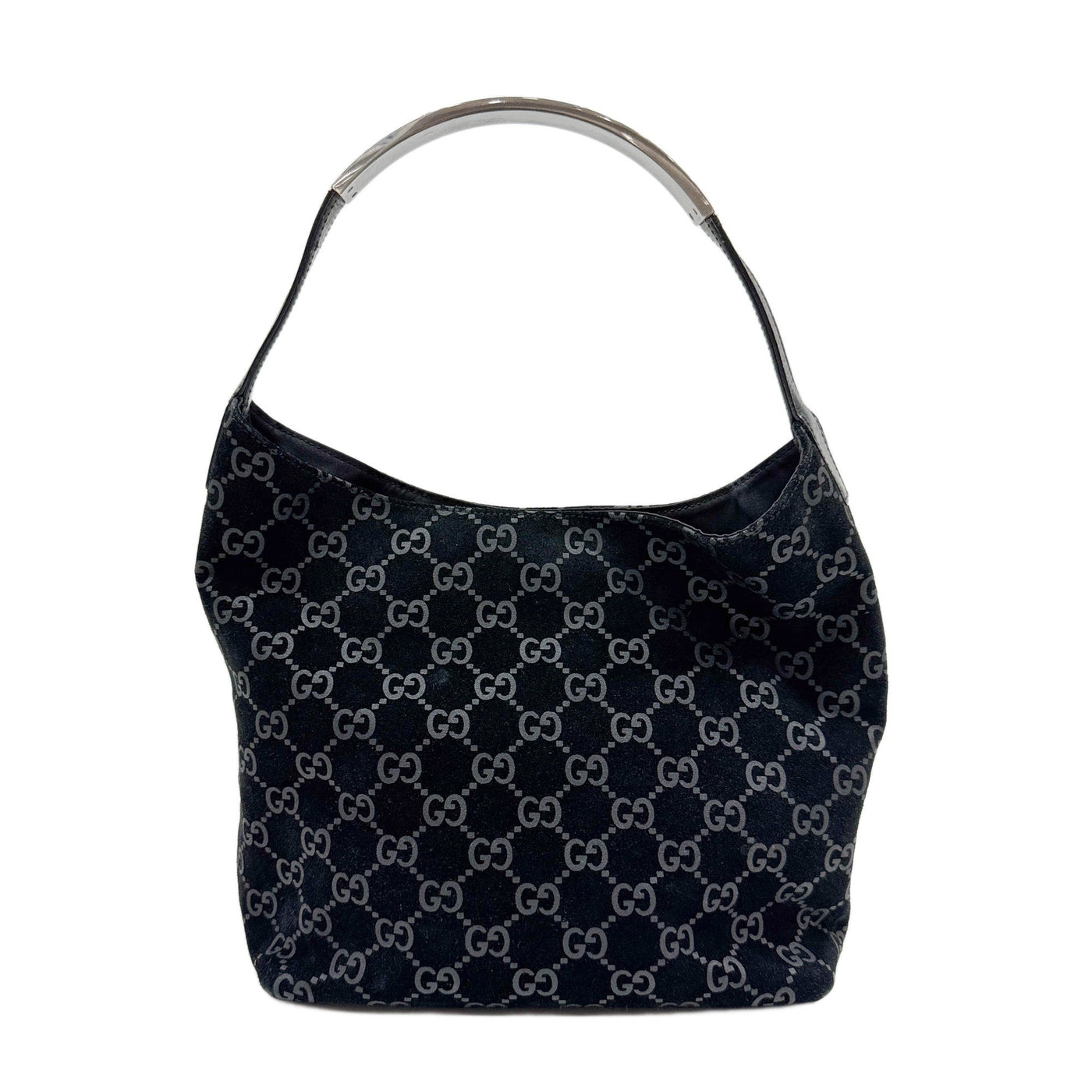 Black GG Suede Shoulder Bag