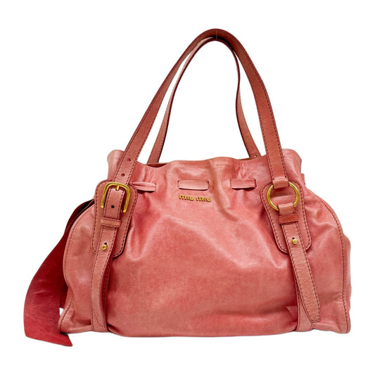 Vitello Lux Bow Pink Leather Shoulder Bag