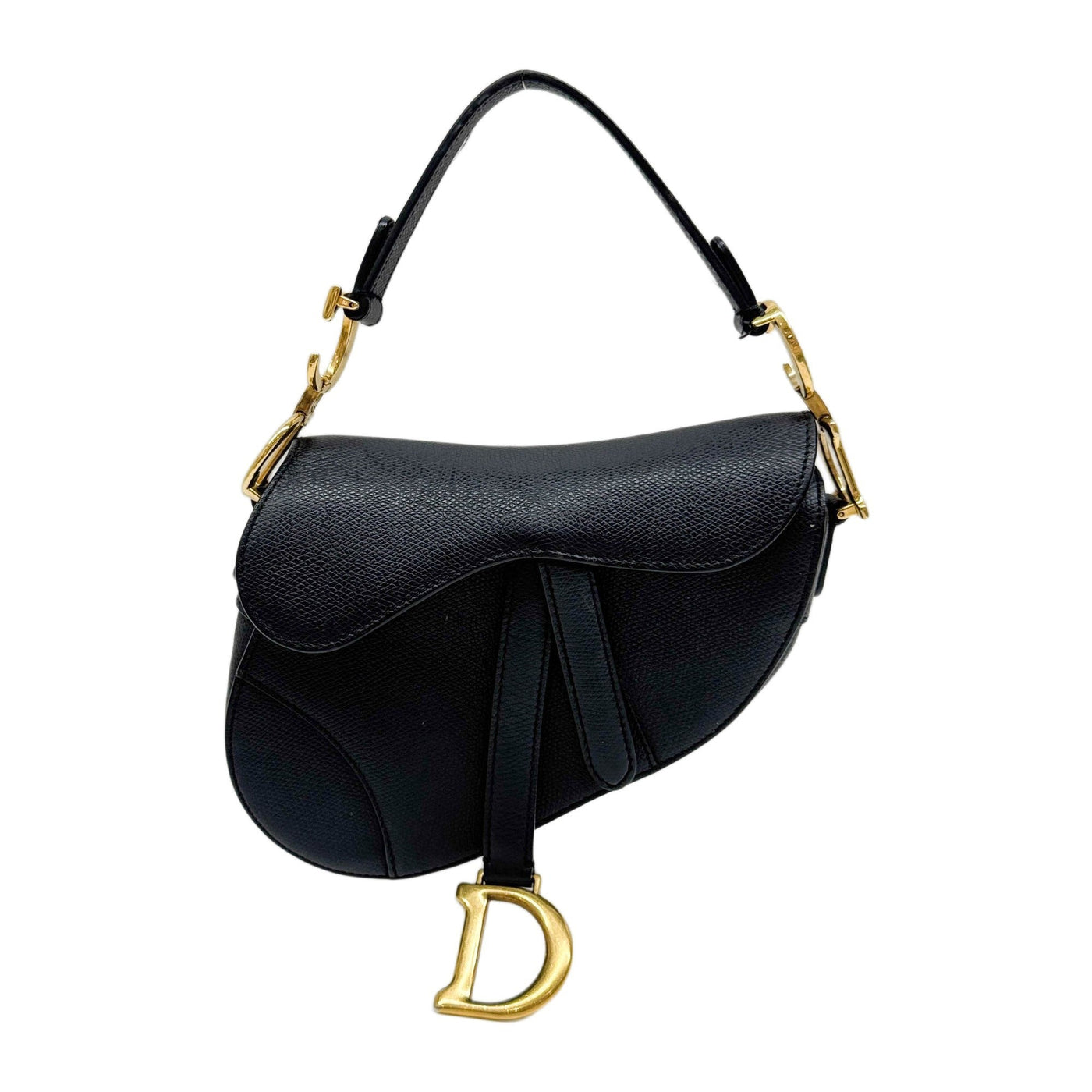 Mini Saddle Black Leather Hand Bag