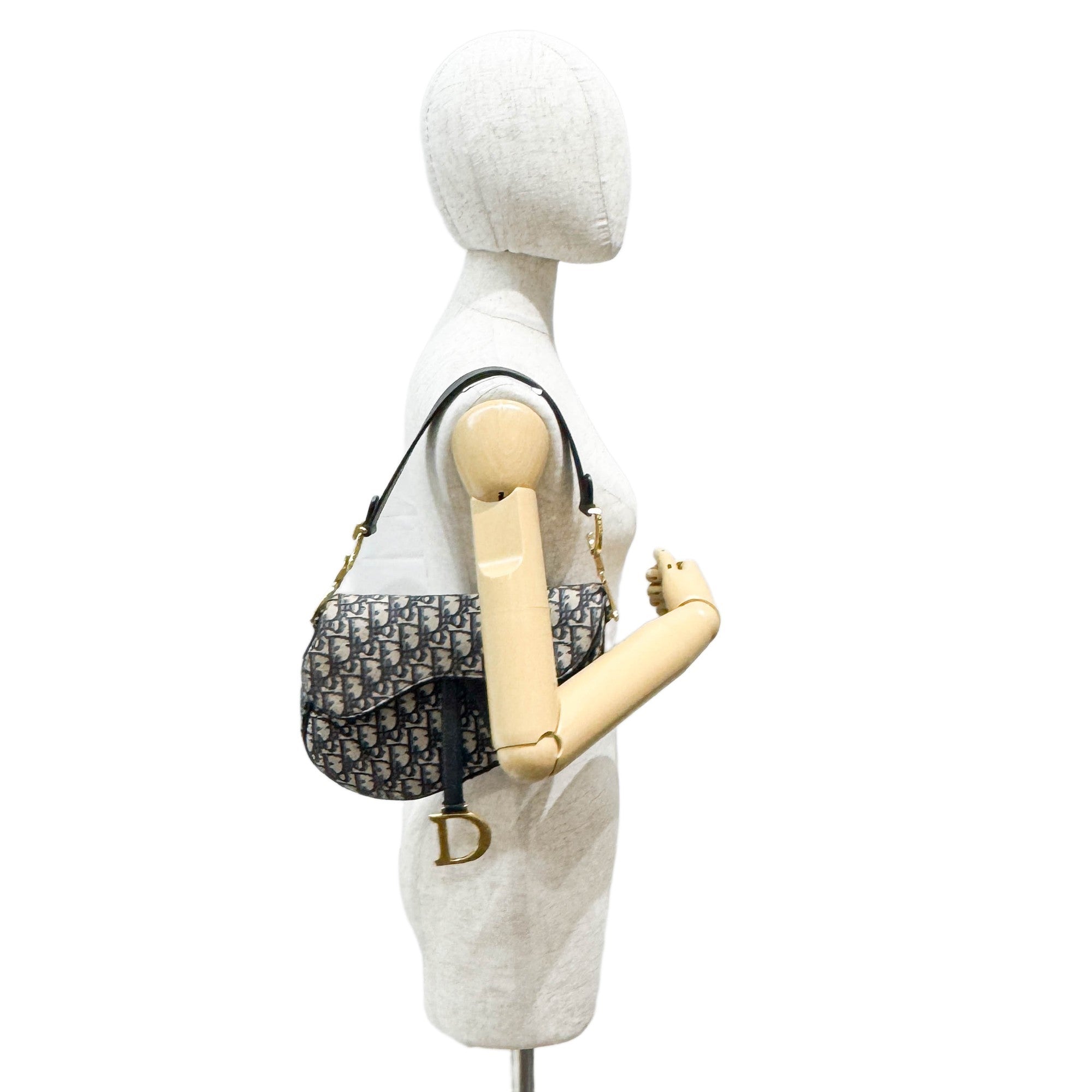 Saddle Beige with Blue Trotter Canvas Shoulder Bag