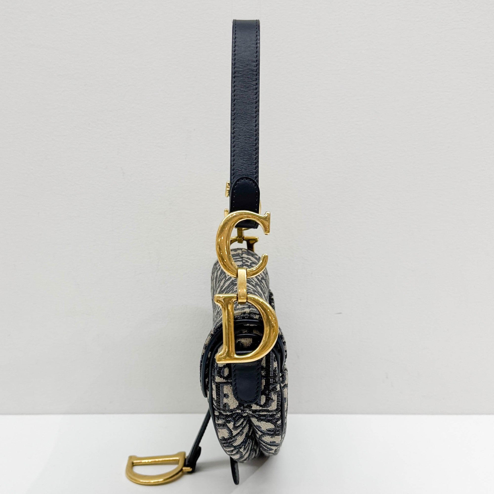 Saddle Beige with Blue Trotter Canvas Shoulder Bag