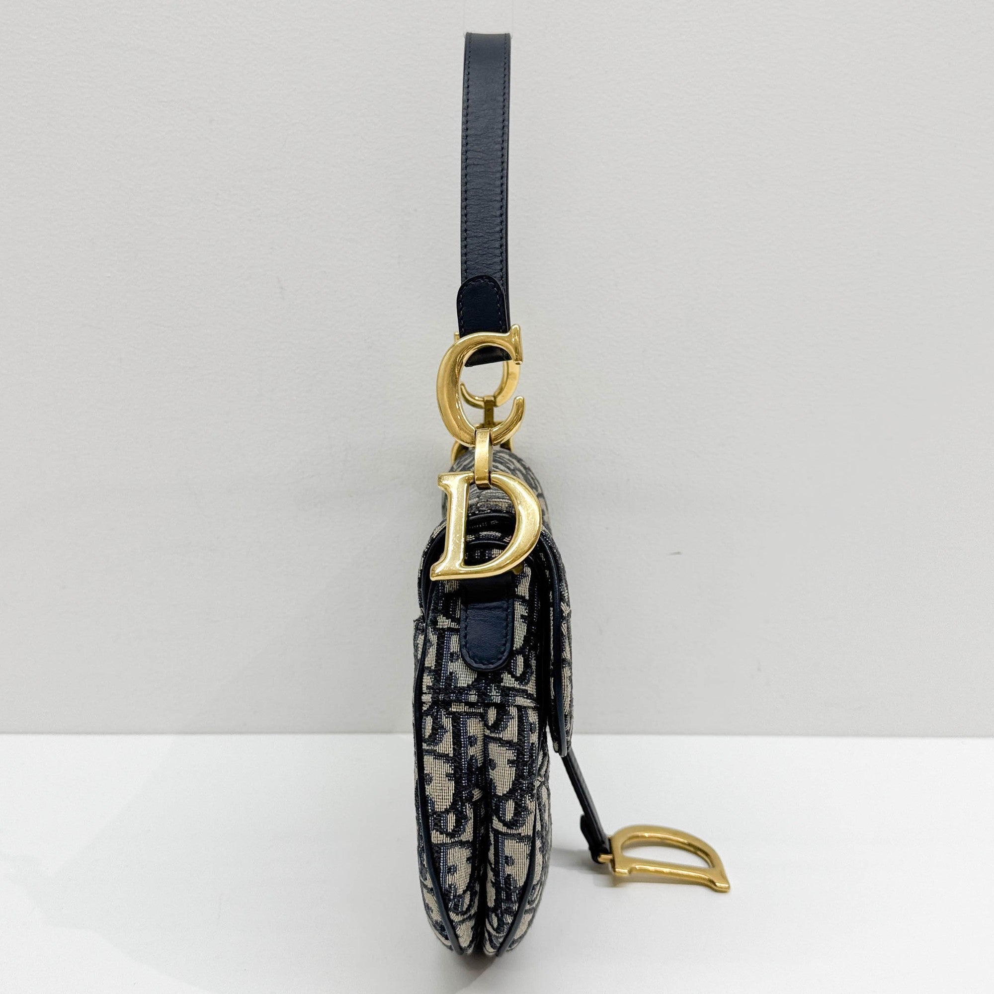 Saddle Beige with Blue Trotter Canvas Shoulder Bag