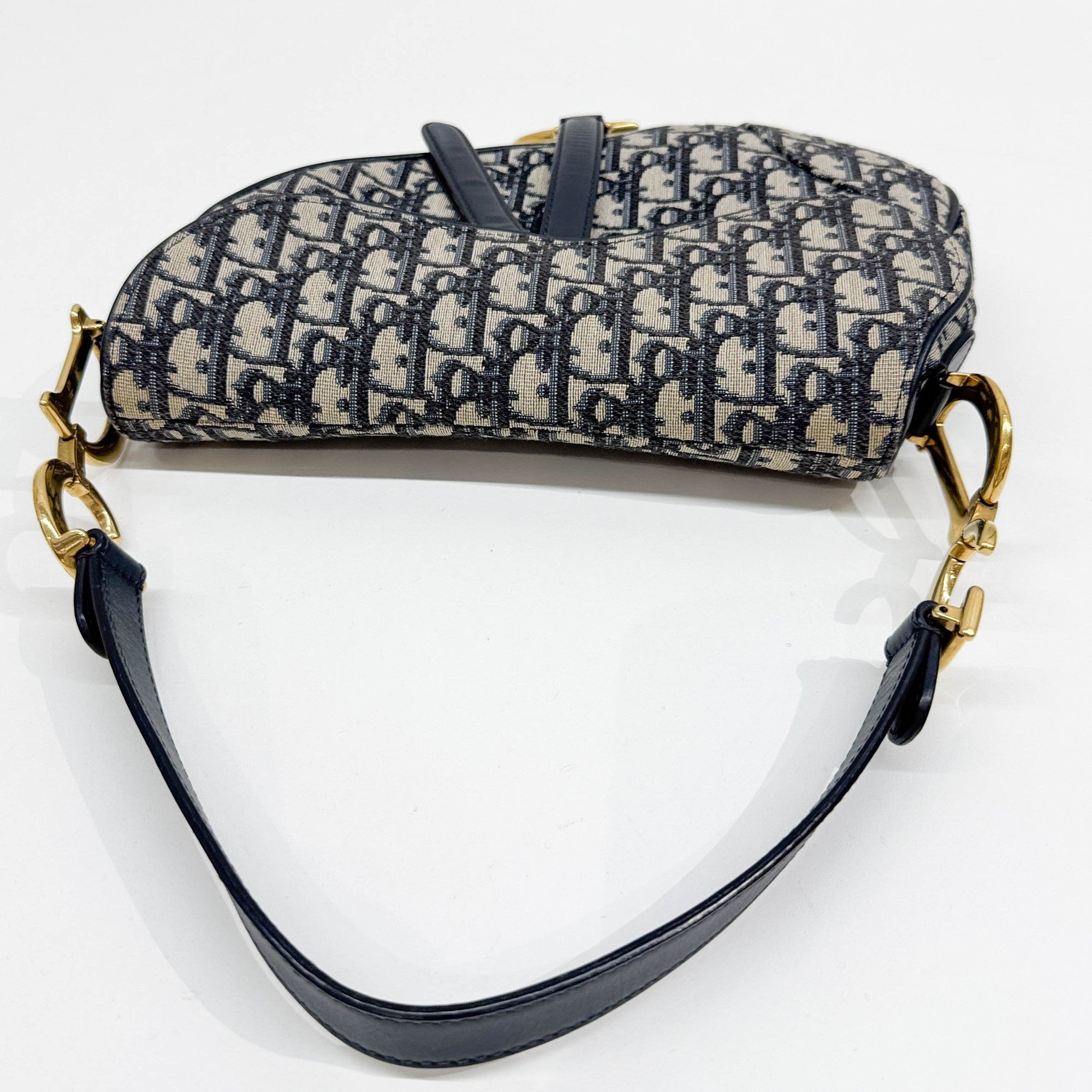 Saddle Beige with Blue Trotter Canvas Shoulder Bag