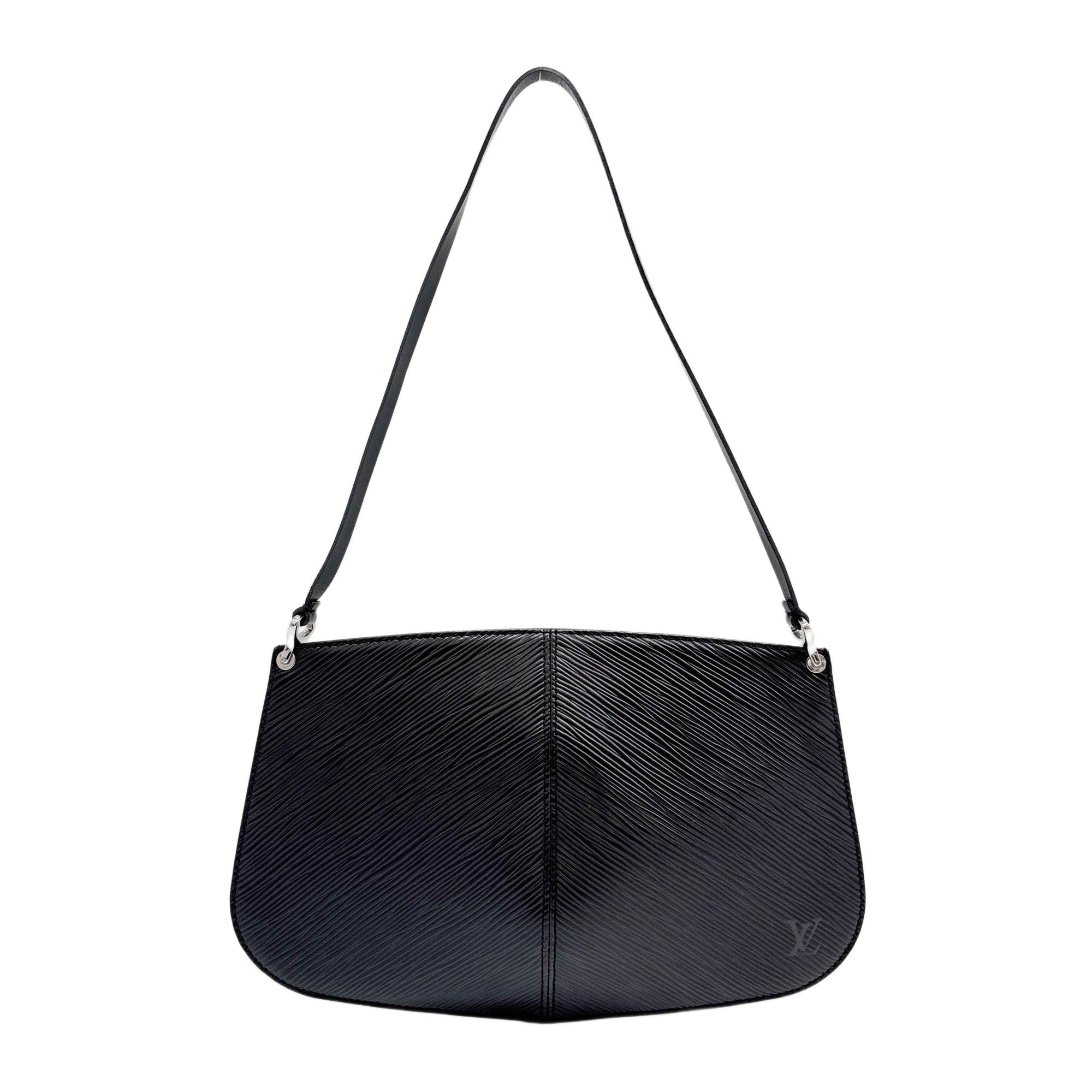Demi Lune Epi Black Leather Shoulder Bag