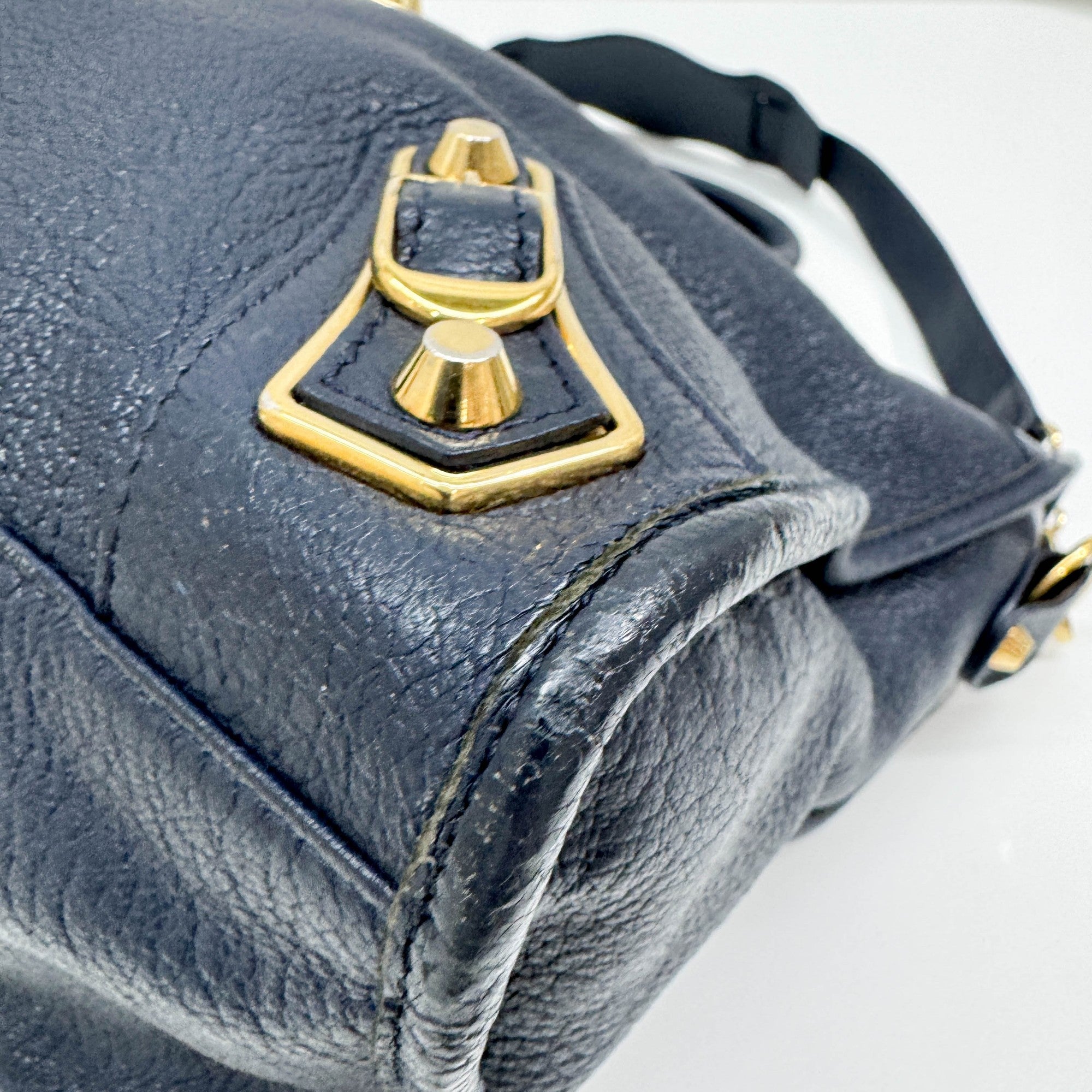 The City Navy Leather Two Way Bag