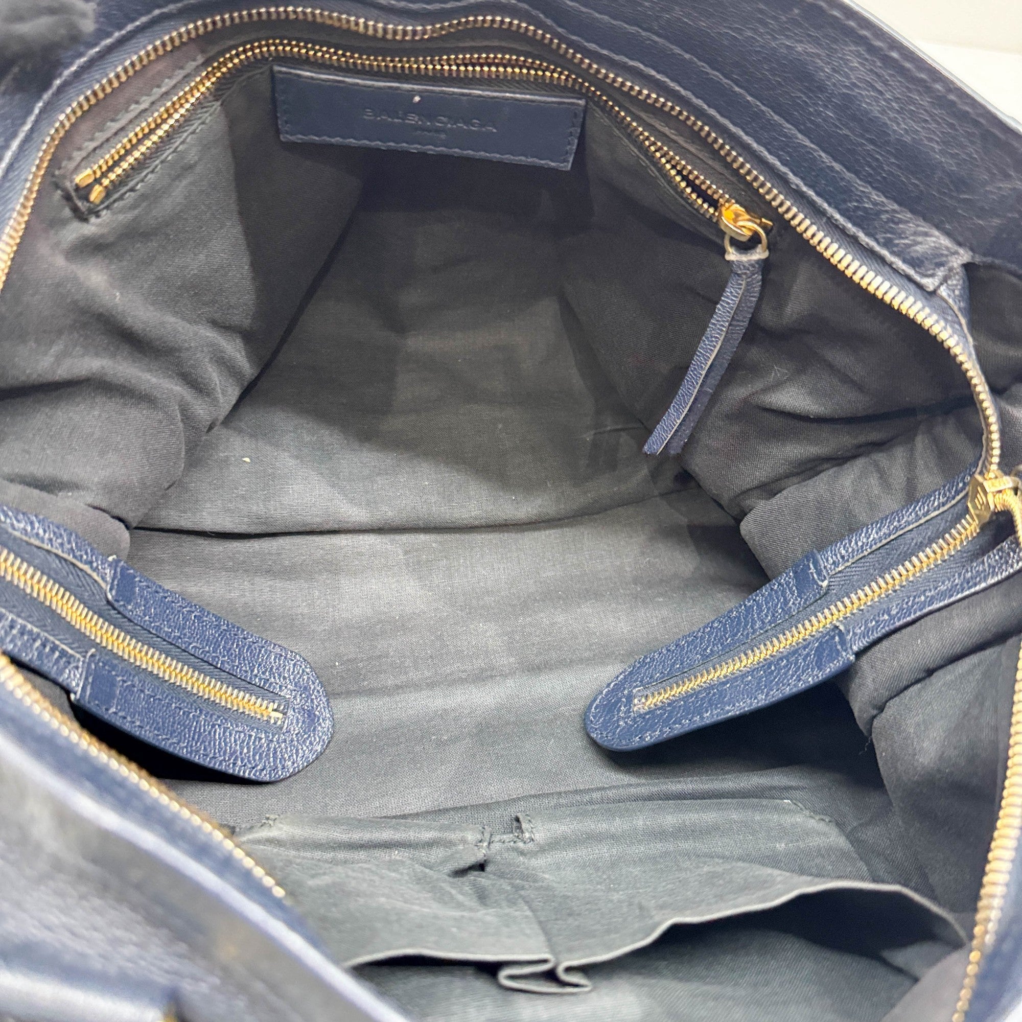 The City Navy Leather Two Way Bag