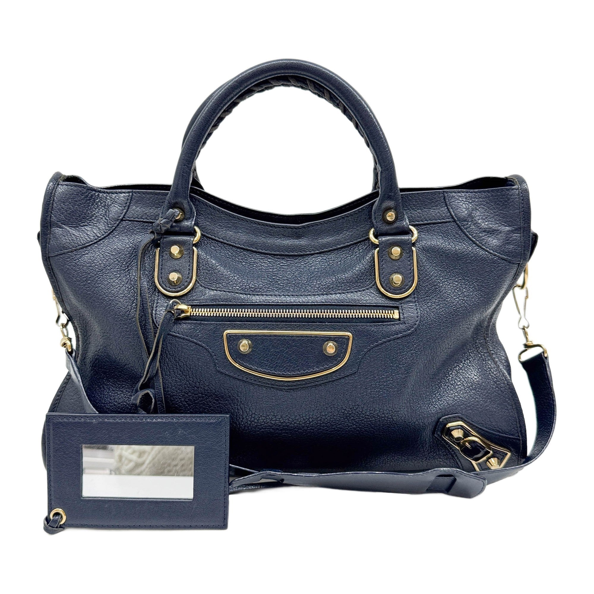 The City Navy Leather Two Way Bag