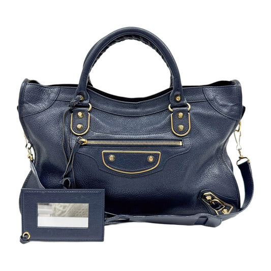 The City Navy Leather Two Way Bag