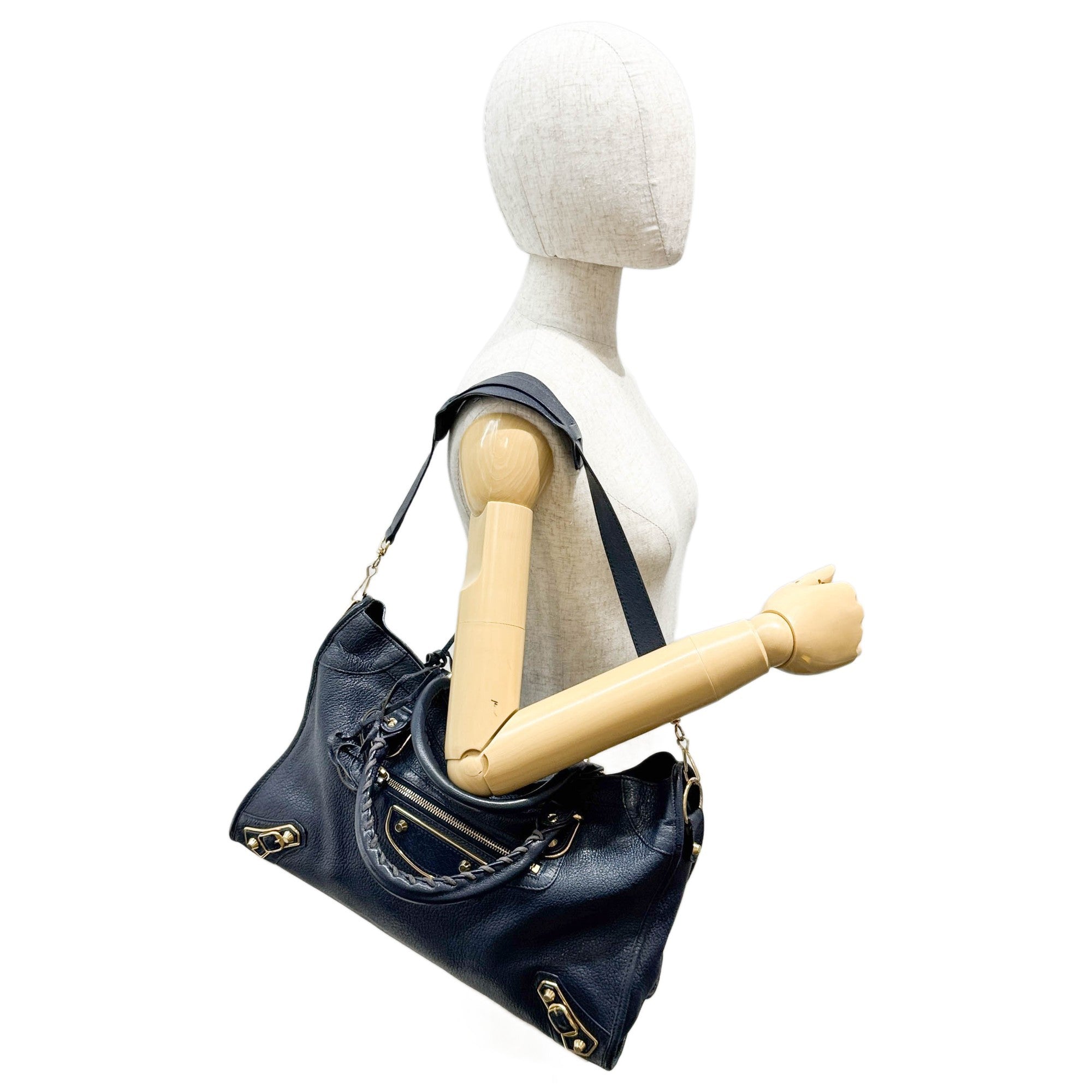 The City Navy Leather Two Way Bag