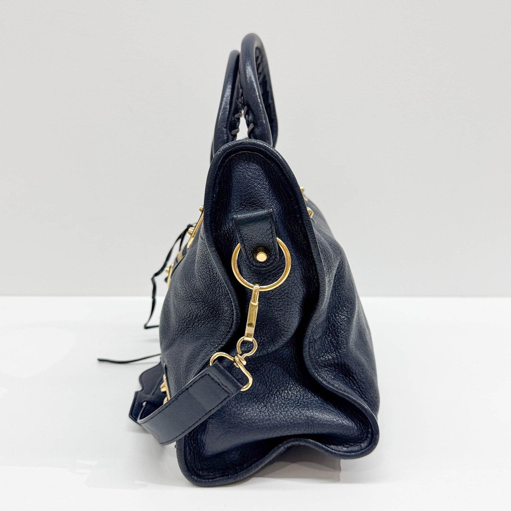 The City Navy Leather Two Way Bag