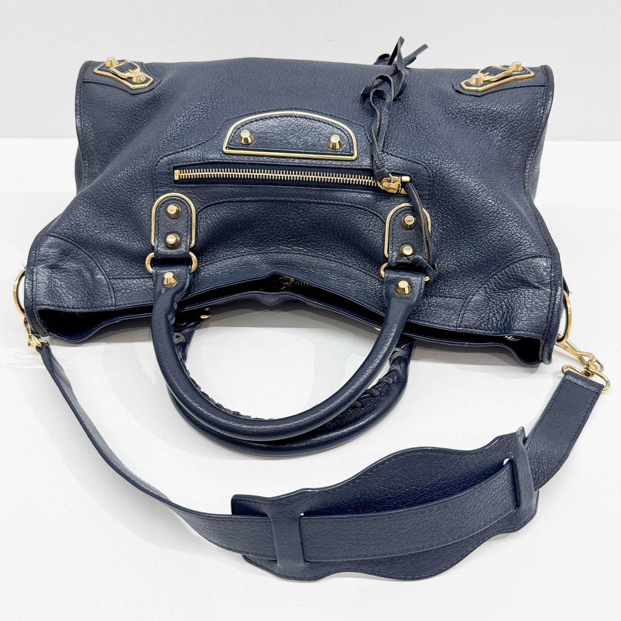 The City Navy Leather Two Way Bag