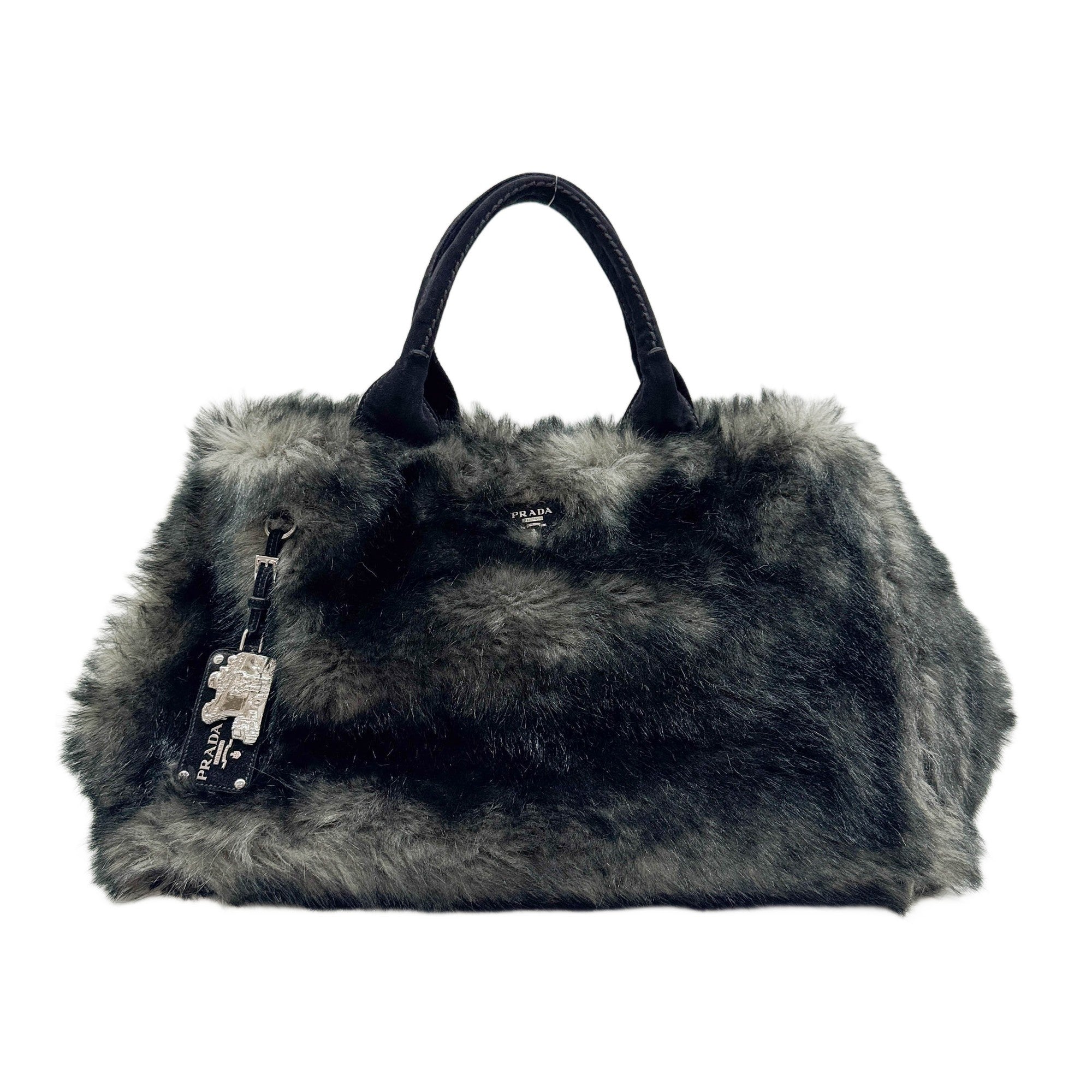 Canapa GM Black and Grey Eco-Fur Tote Bag