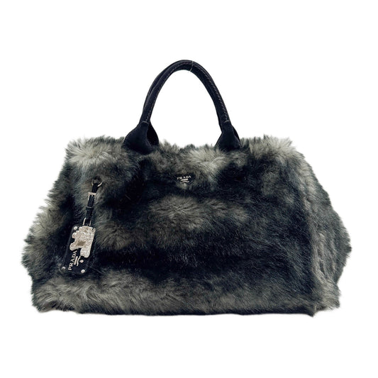Canapa GM Black and Grey Eco-Fur Tote Bag