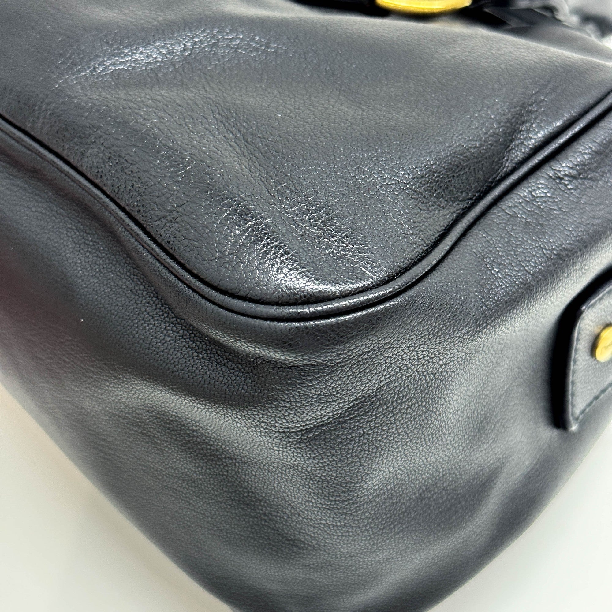 Muse Black Leather Shoulder Bag