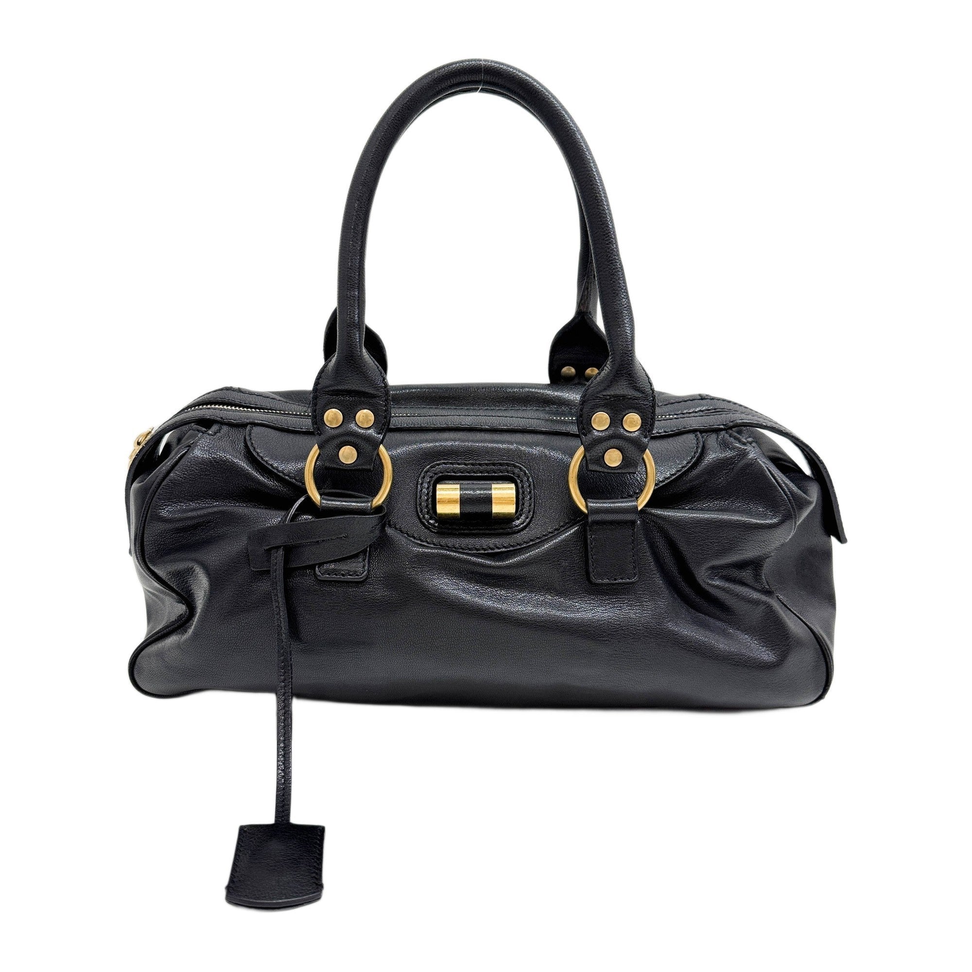 Muse Black Leather Shoulder Bag