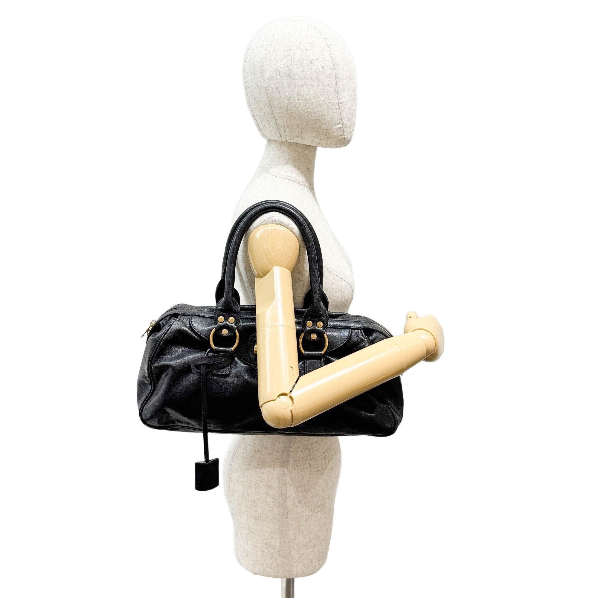 Muse Black Leather Shoulder Bag