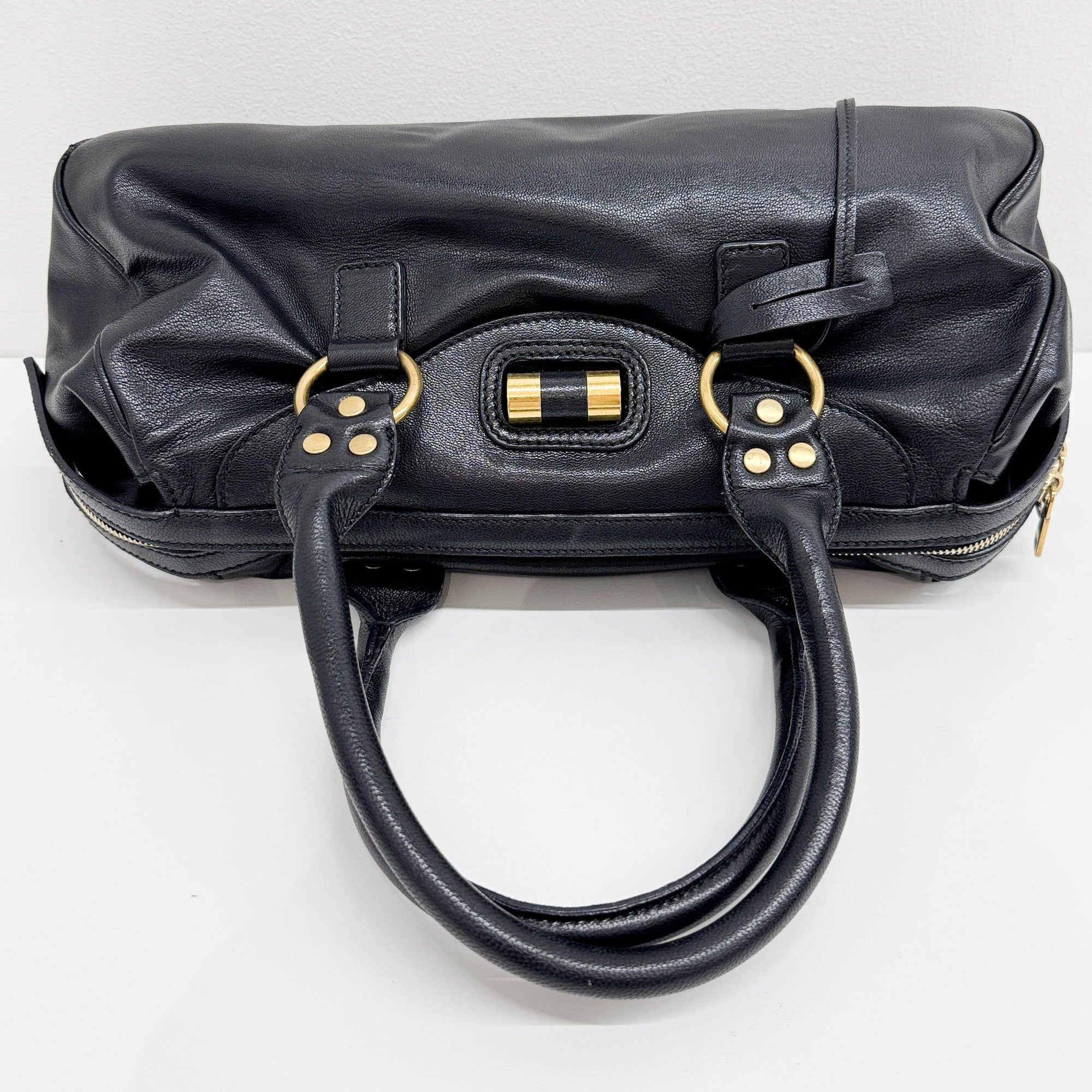 Muse Black Leather Shoulder Bag