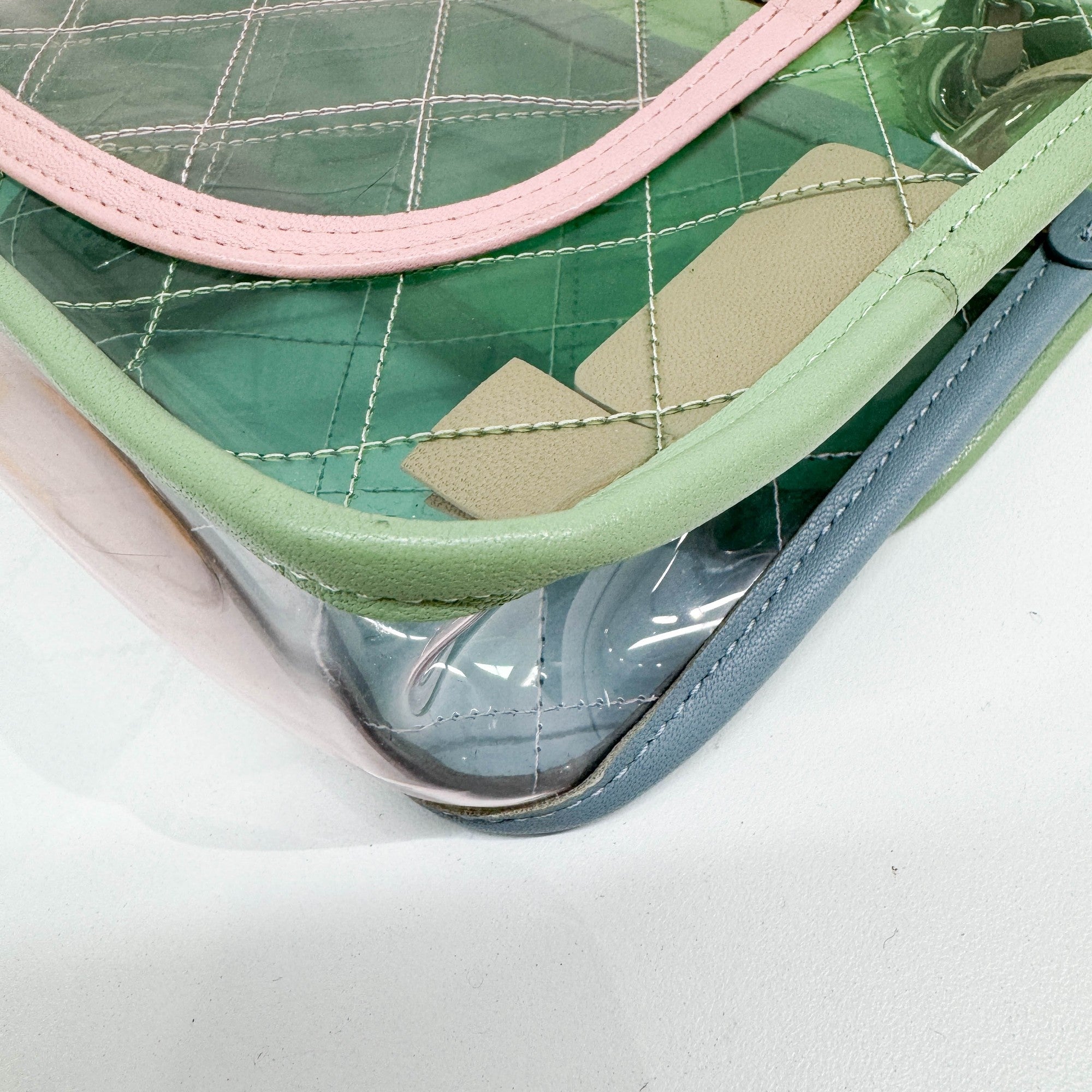 Classic Flap Pink Chain Clear Green Plastic Shoulder Bag