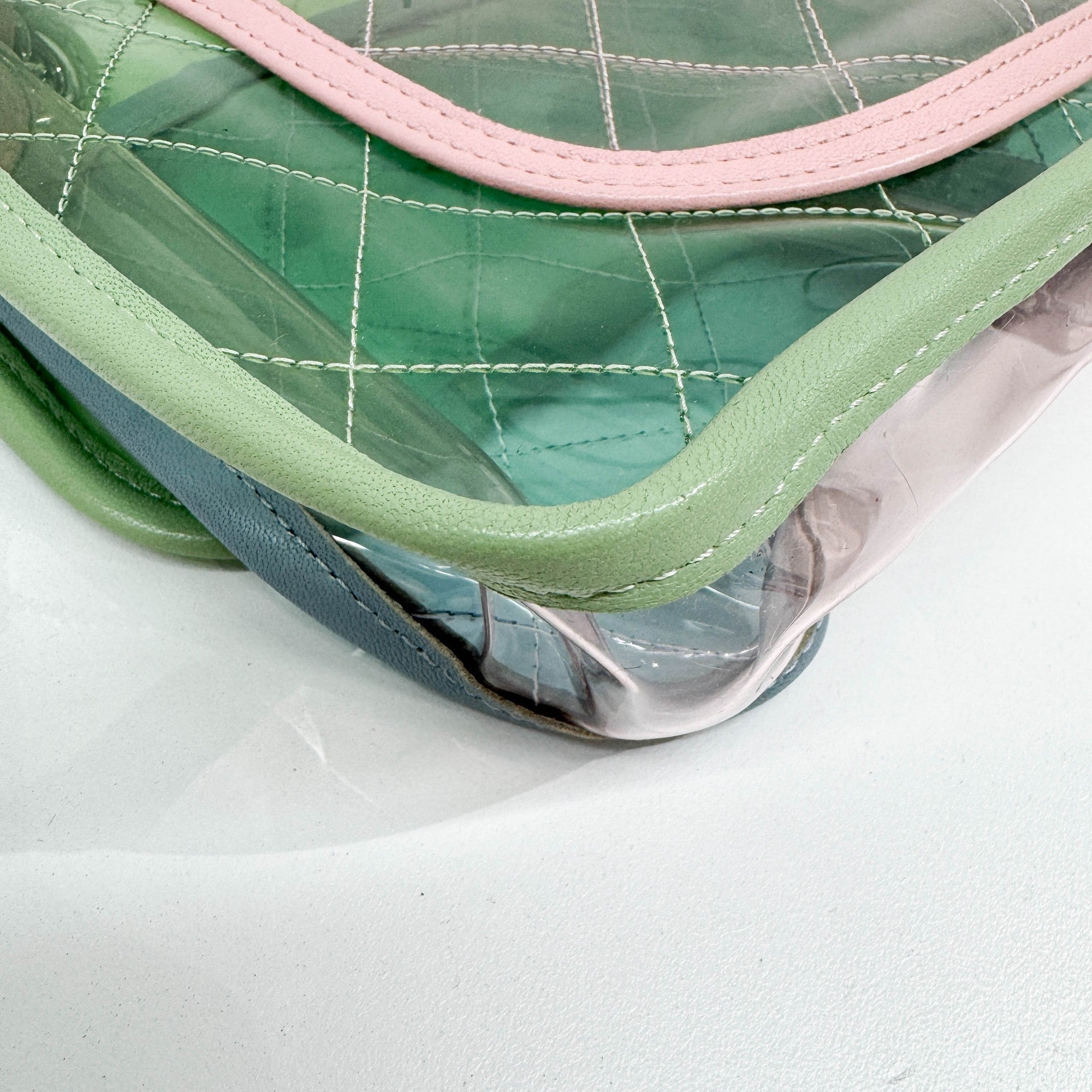 Classic Flap Pink Chain Clear Green Plastic Shoulder Bag