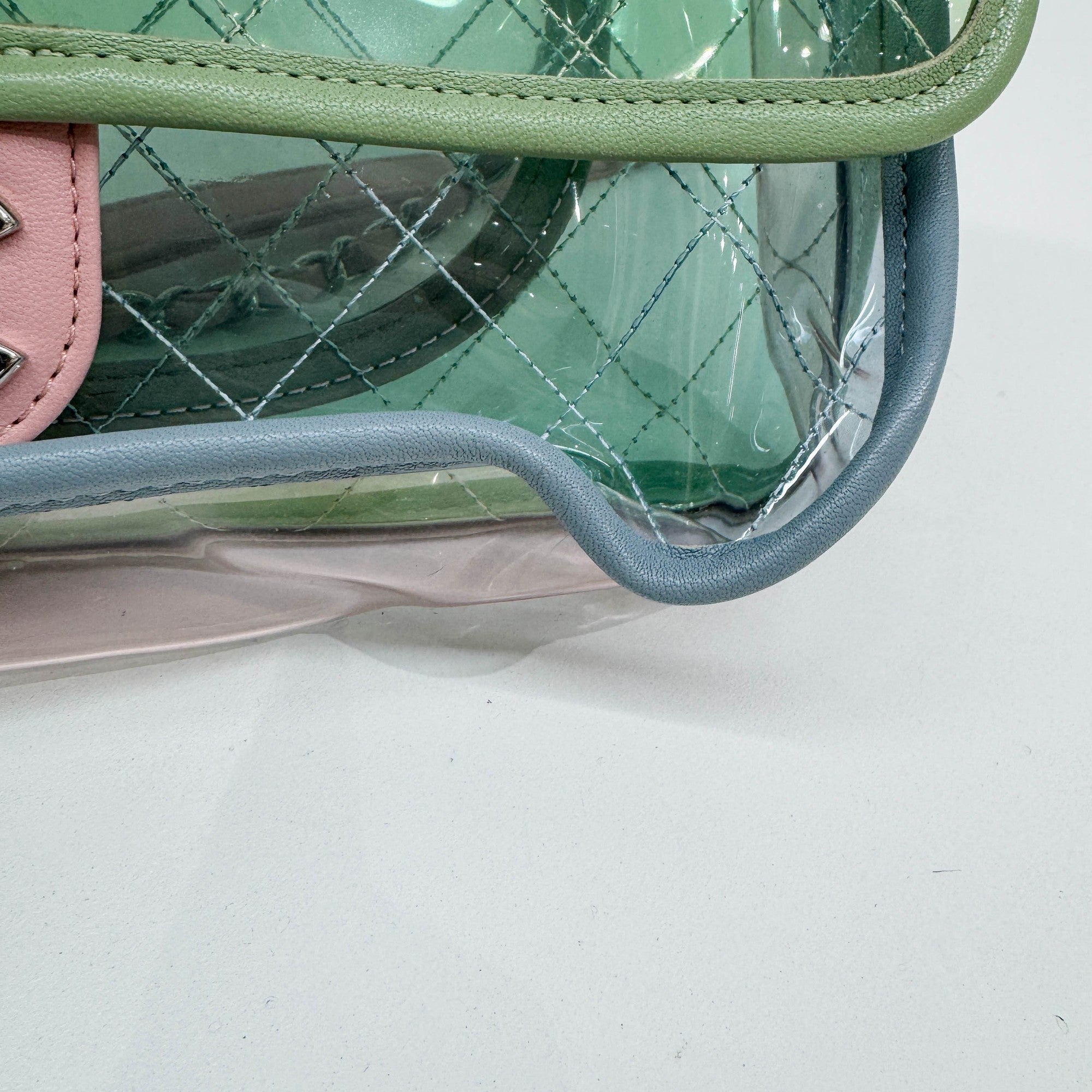 Classic Flap Pink Chain Clear Green Plastic Shoulder Bag