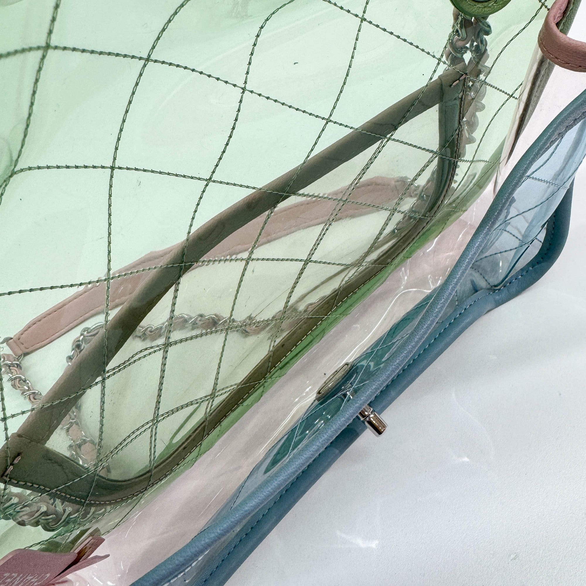 Classic Flap Pink Chain Clear Green Plastic Shoulder Bag