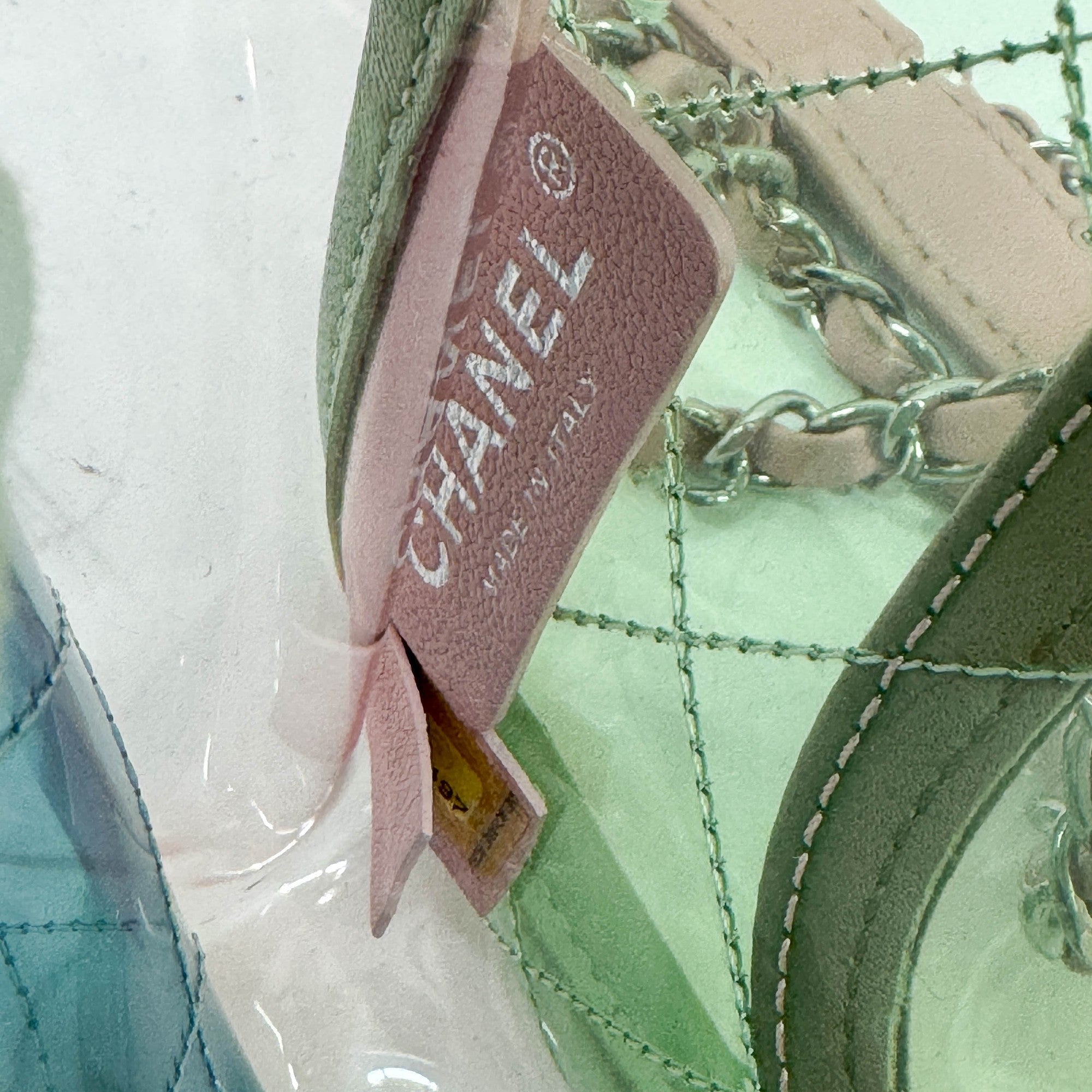 Classic Flap Pink Chain Clear Green Plastic Shoulder Bag