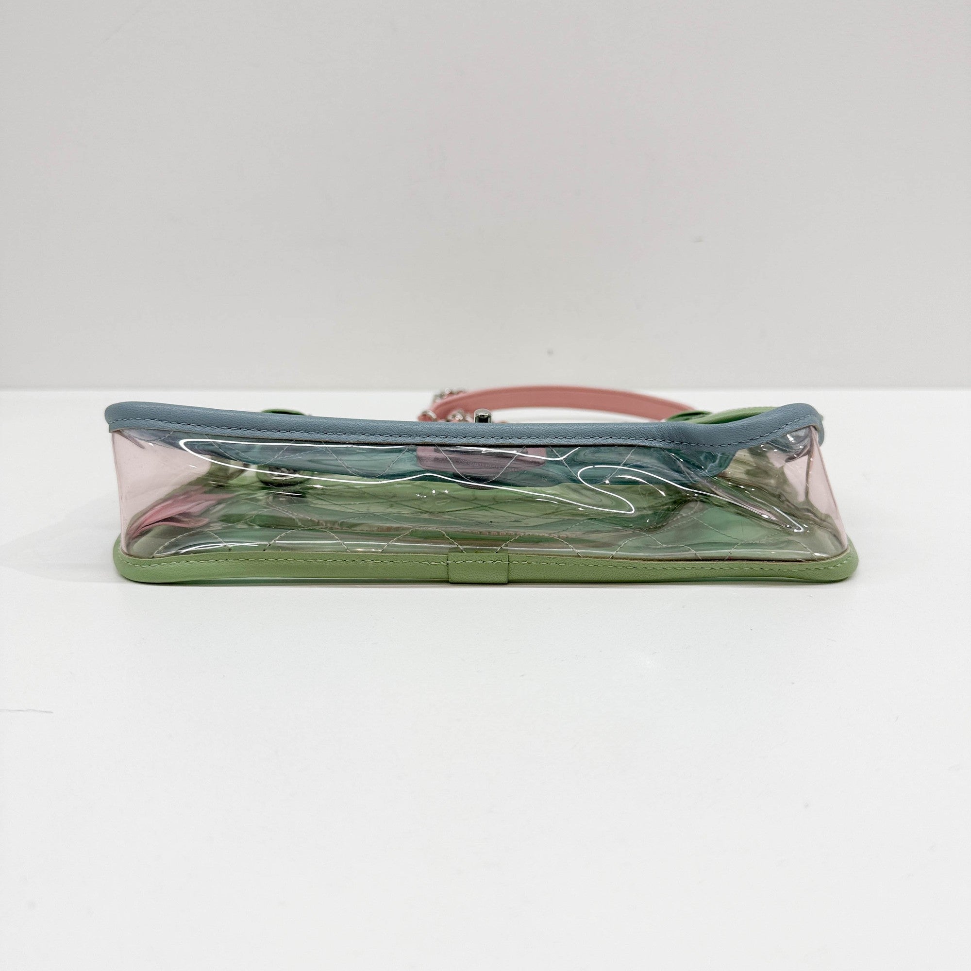 Classic Flap Pink Chain Clear Green Plastic Shoulder Bag