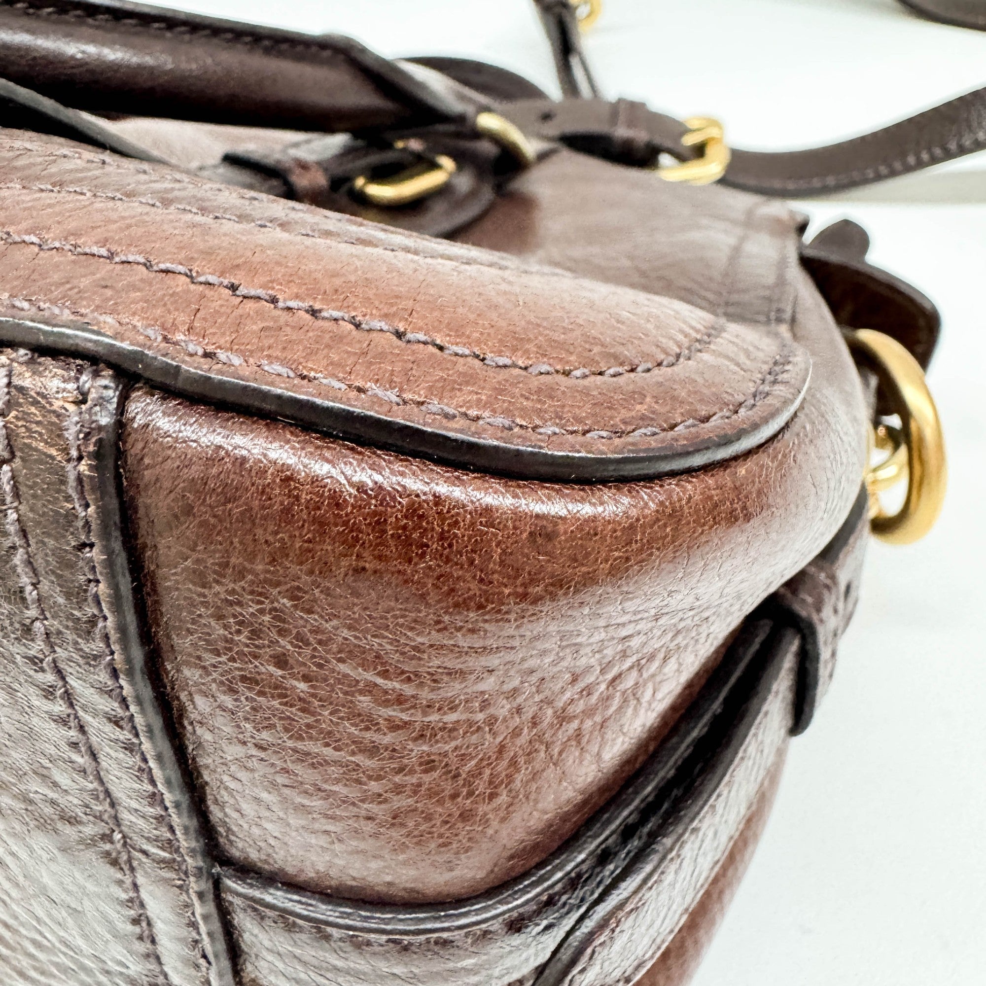 Cervo Antik Brown Leather Two Way Bag