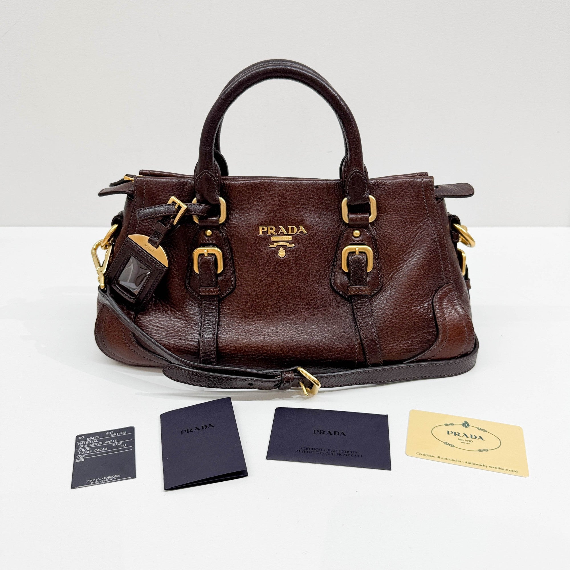 Cervo Antik Brown Leather Two Way Bag