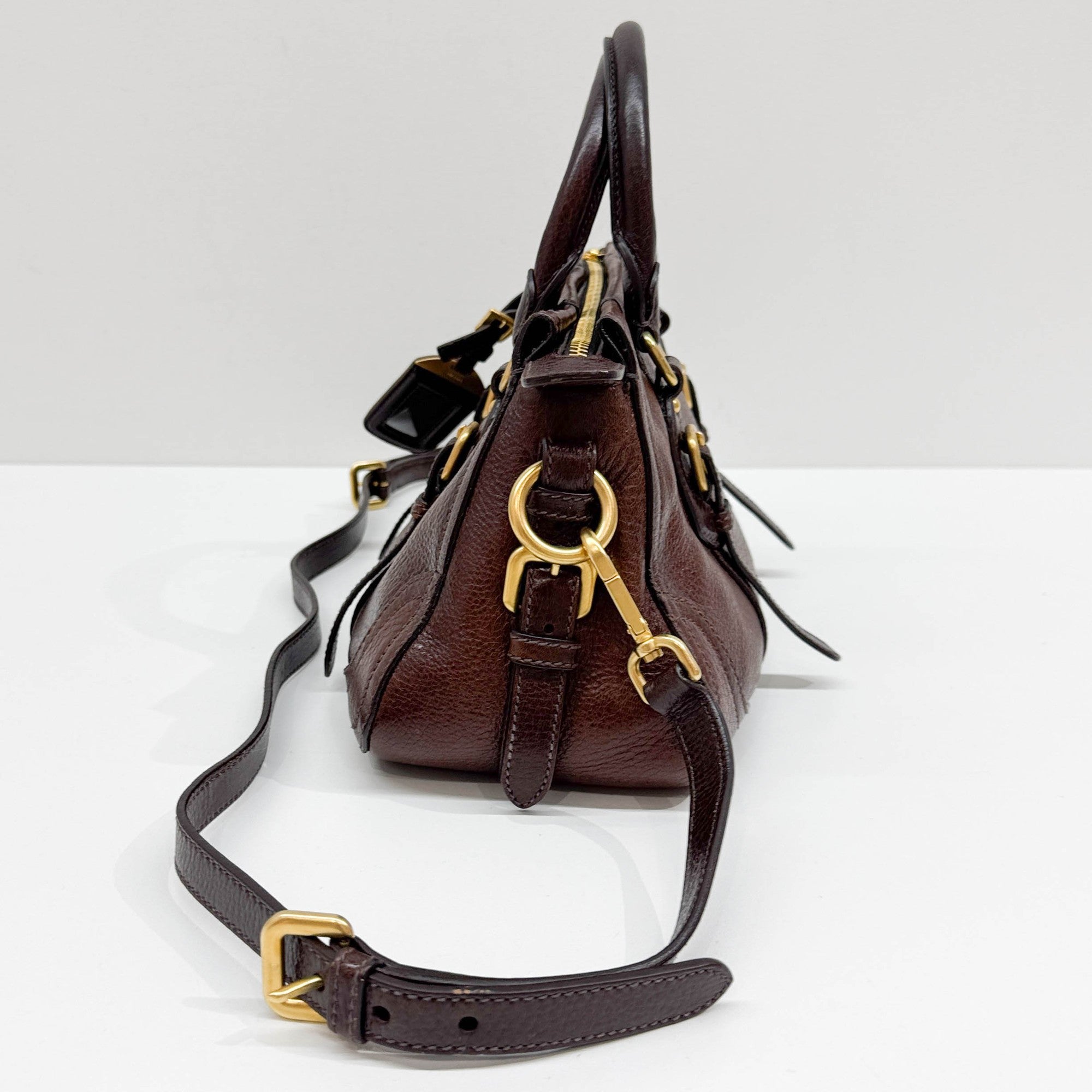 Cervo Antik Brown Leather Two Way Bag