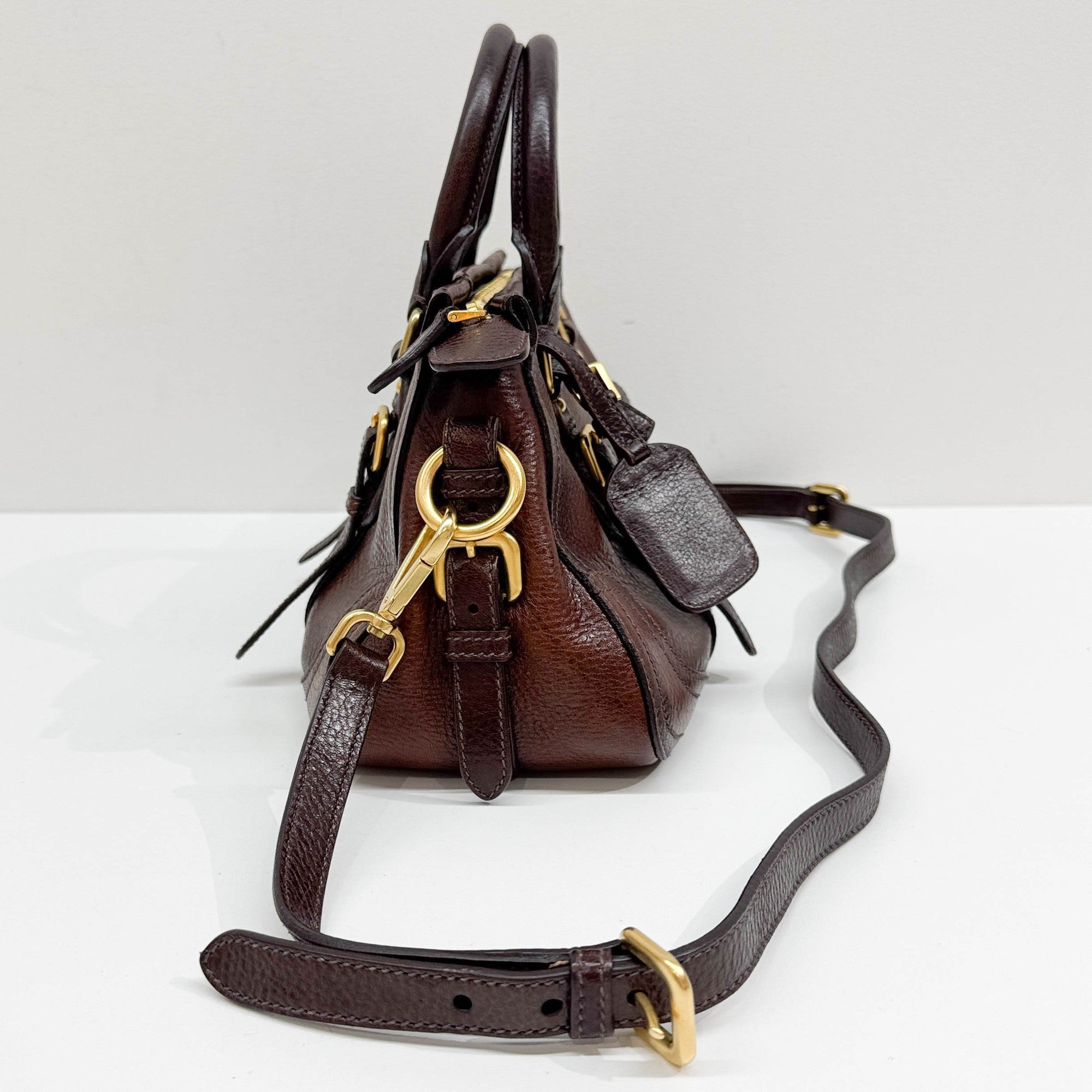 Cervo Antik Brown Leather Two Way Bag