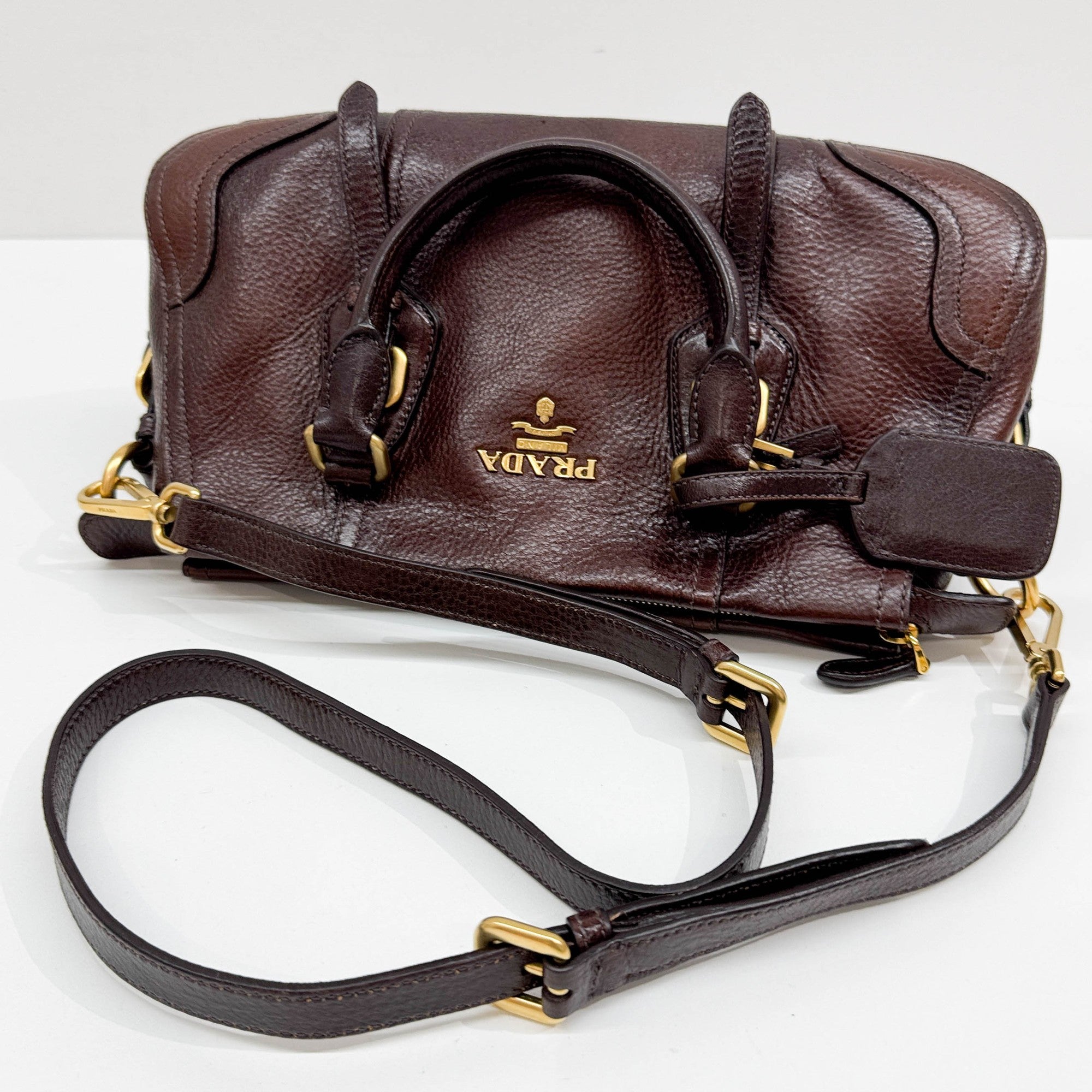 Cervo Antik Brown Leather Two Way Bag