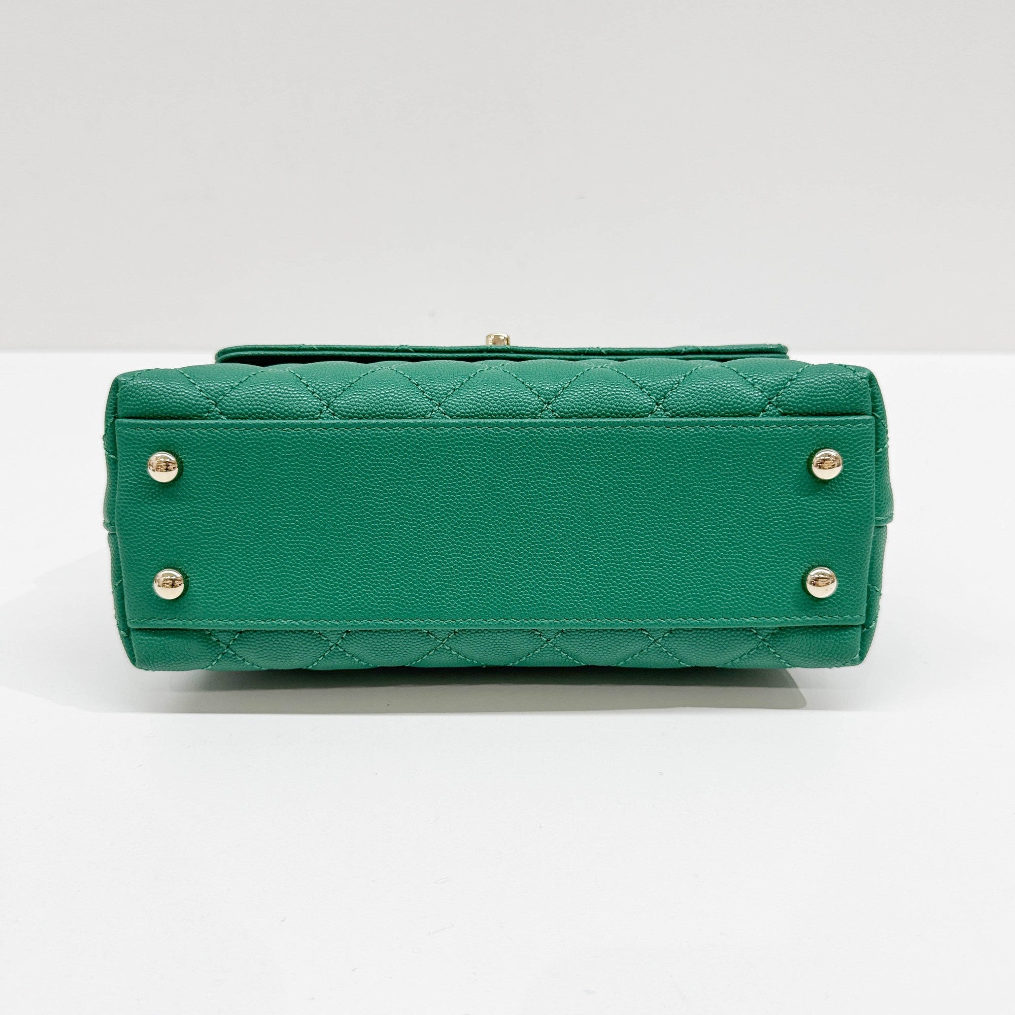Coco Top Handle 2021-2026 Green Leather Two Way Bag