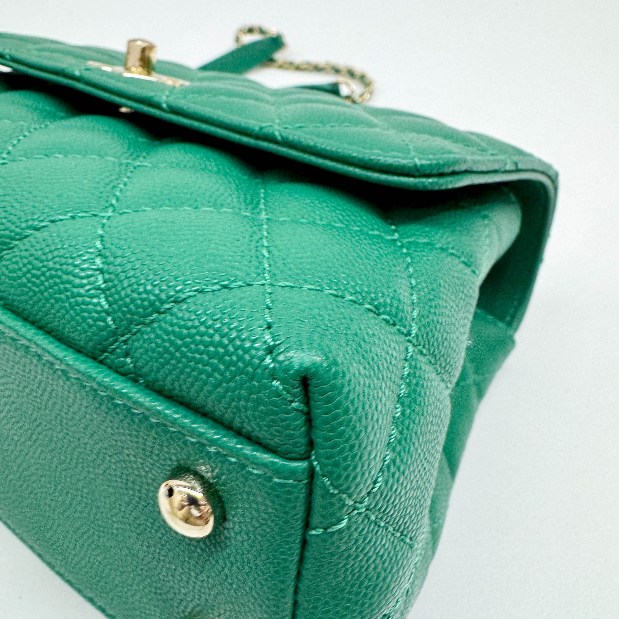 Coco Top Handle 2021-2026 Green Leather Two Way Bag
