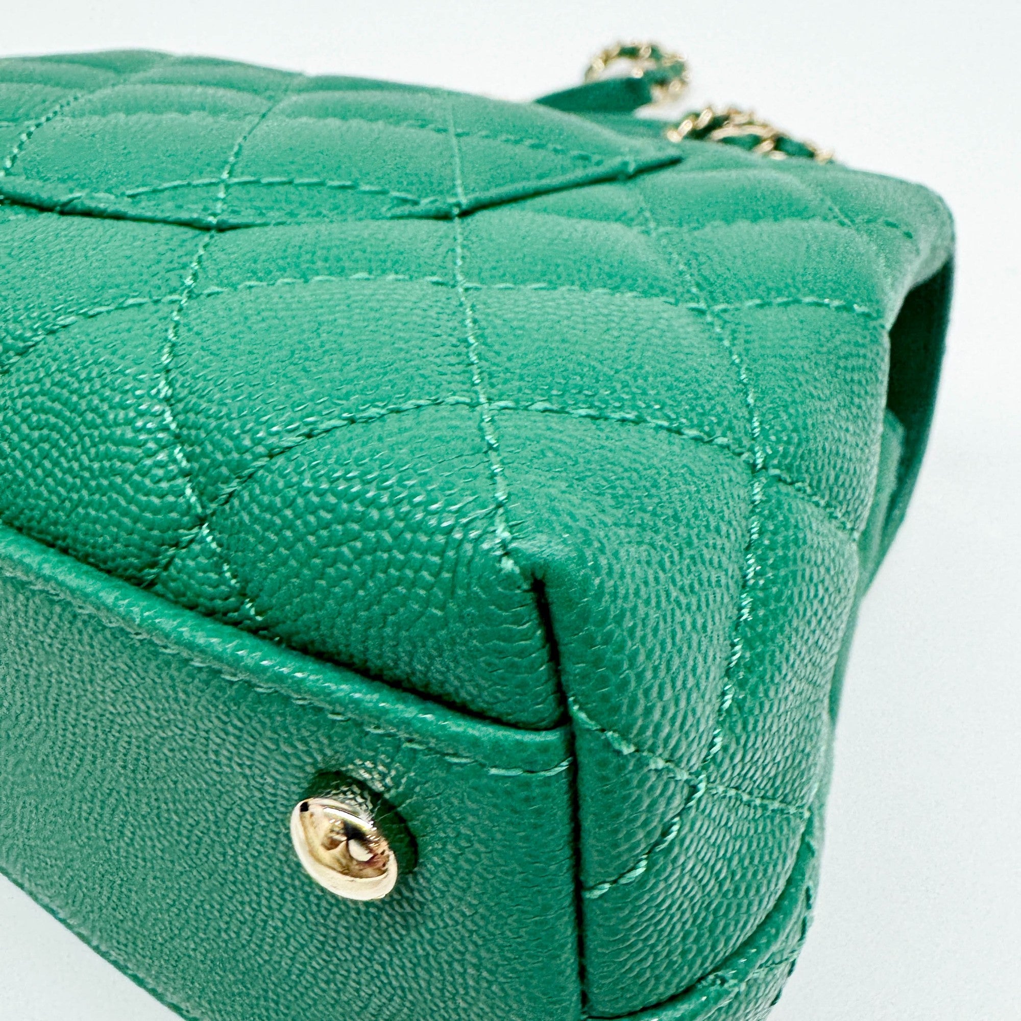 Coco Top Handle 2021-2026 Green Leather Two Way Bag