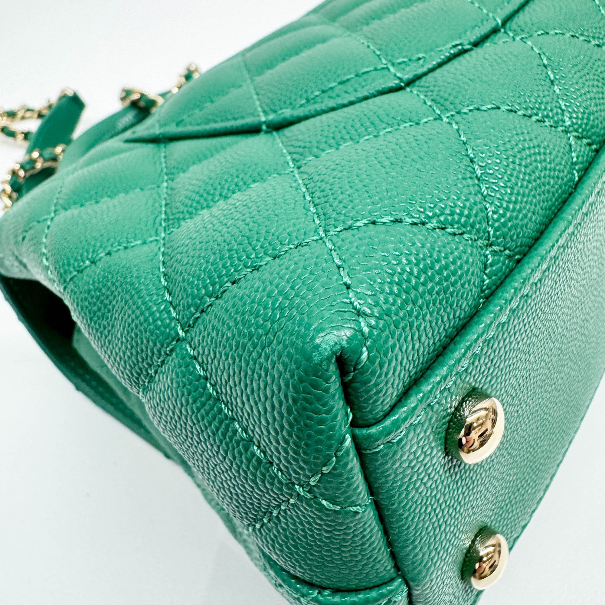 Coco Top Handle 2021-2026 Green Leather Two Way Bag