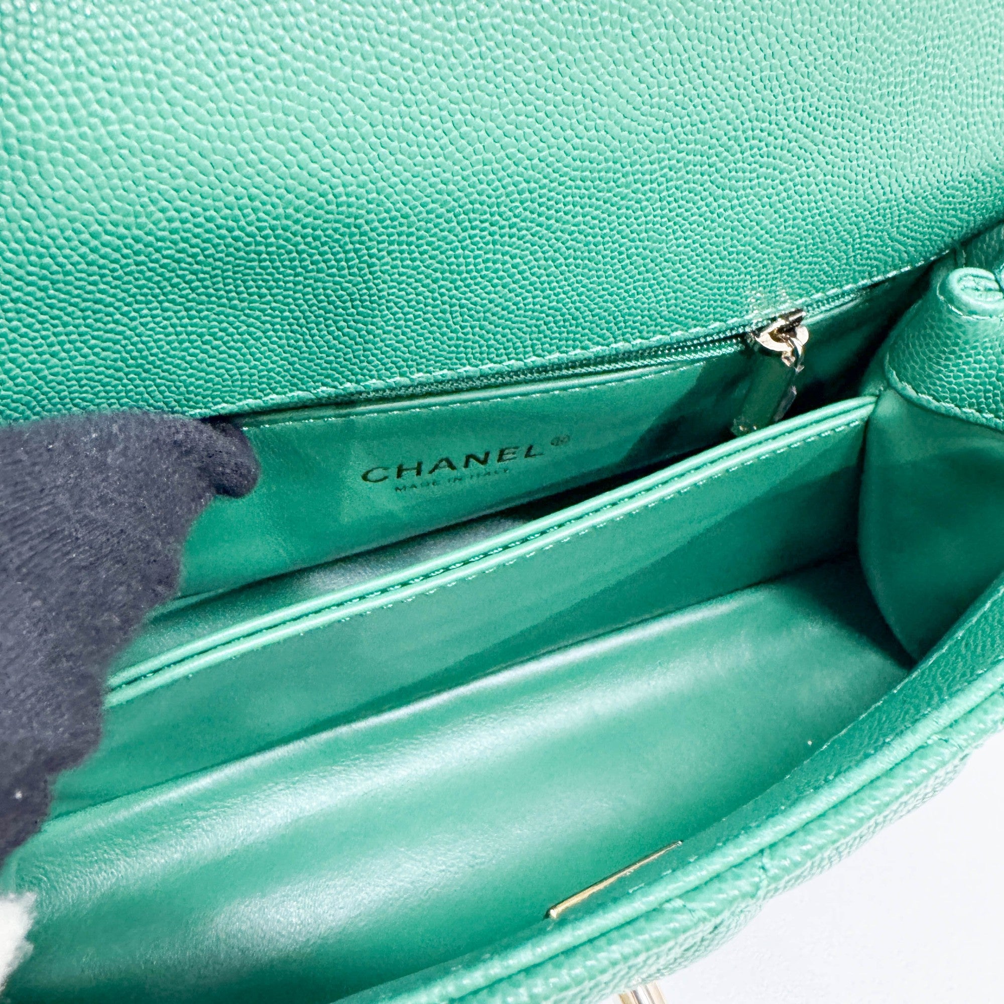 Coco Top Handle 2021-2026 Green Leather Two Way Bag