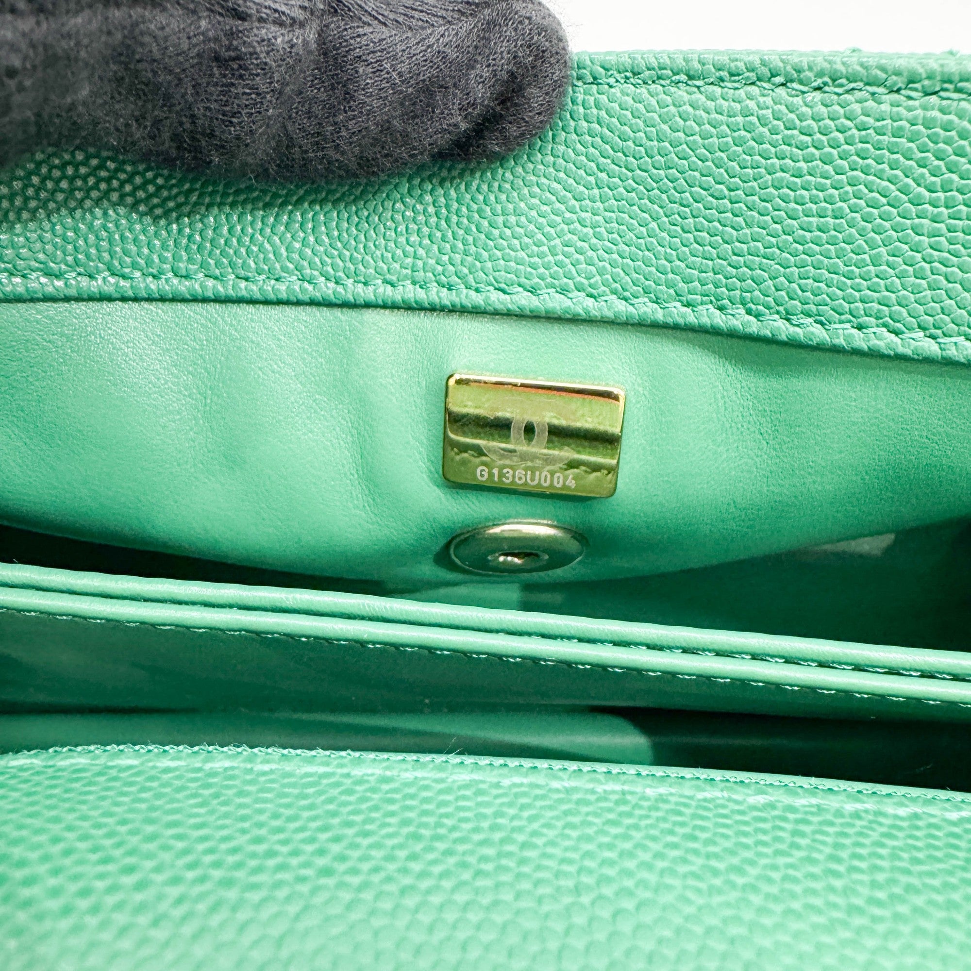 Coco Top Handle 2021-2026 Green Leather Two Way Bag