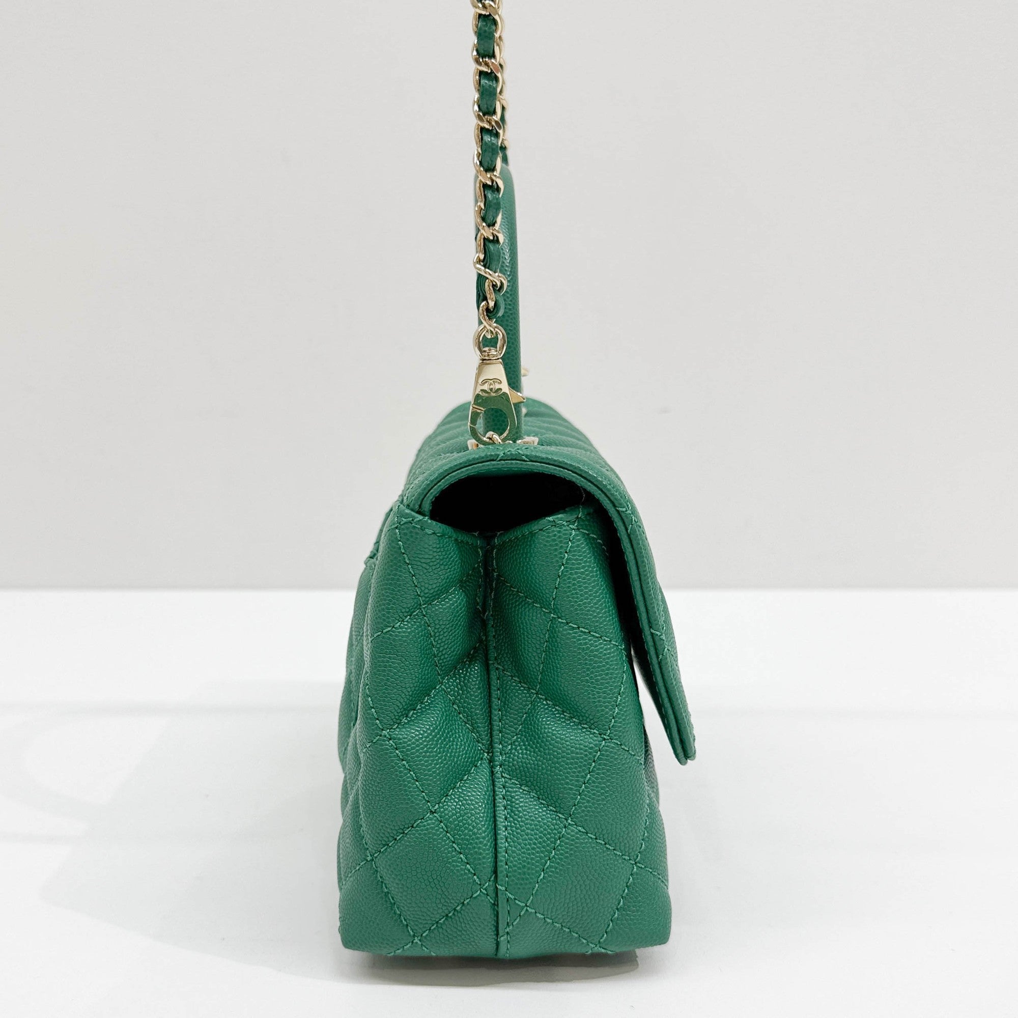 Coco Top Handle 2021-2026 Green Leather Two Way Bag