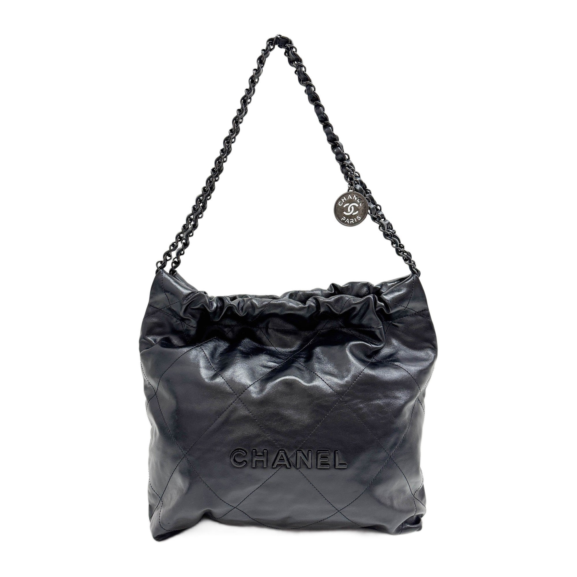 Chanel 22 2021-2026 Matelasse Black Leather Shoulder Bag