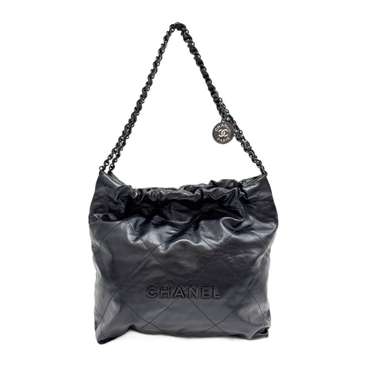 Chanel 22 2021-2026 Matelasse Black Leather Shoulder Bag