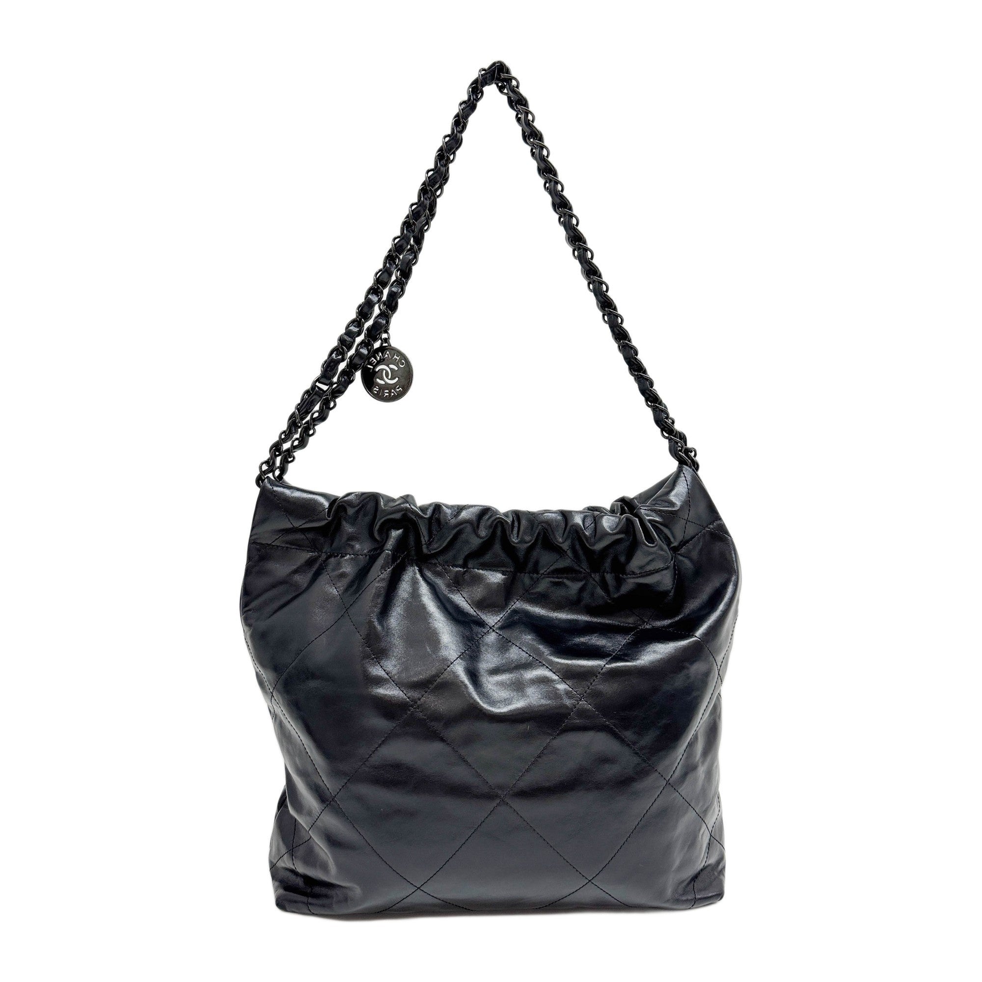 Chanel 22 2021-2026 Matelasse Black Leather Shoulder Bag