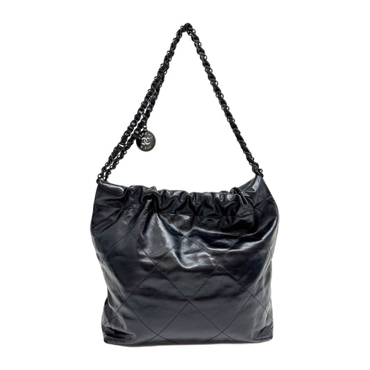 Chanel 22 2021-2026 Matelasse Black Leather Shoulder Bag