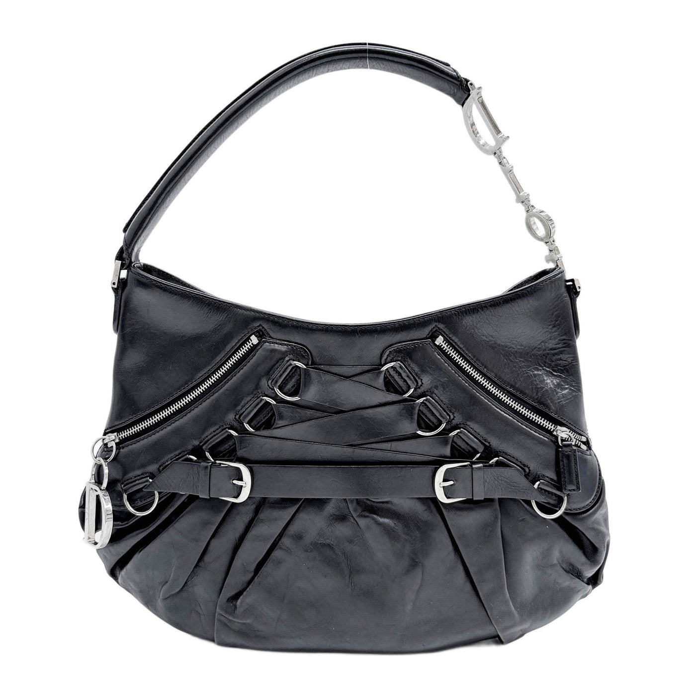 Ballet Corset Black Leather Shoulder Bag