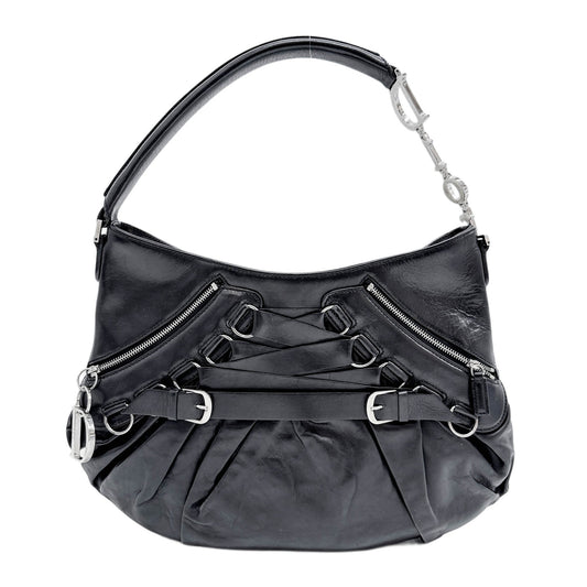 Ballet Corset Black Leather Shoulder Bag