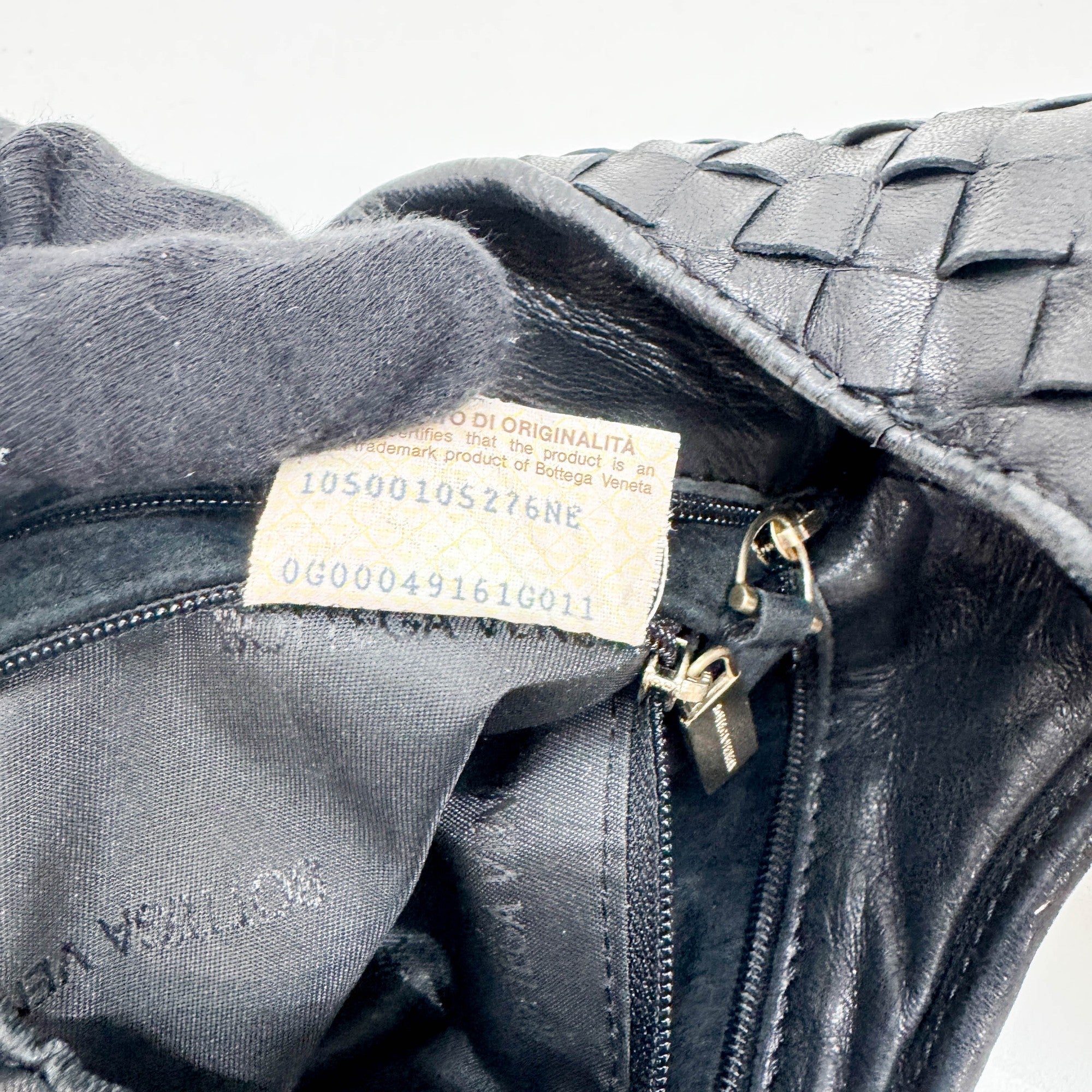 Intrecciato Black Leather Shoulder Bag