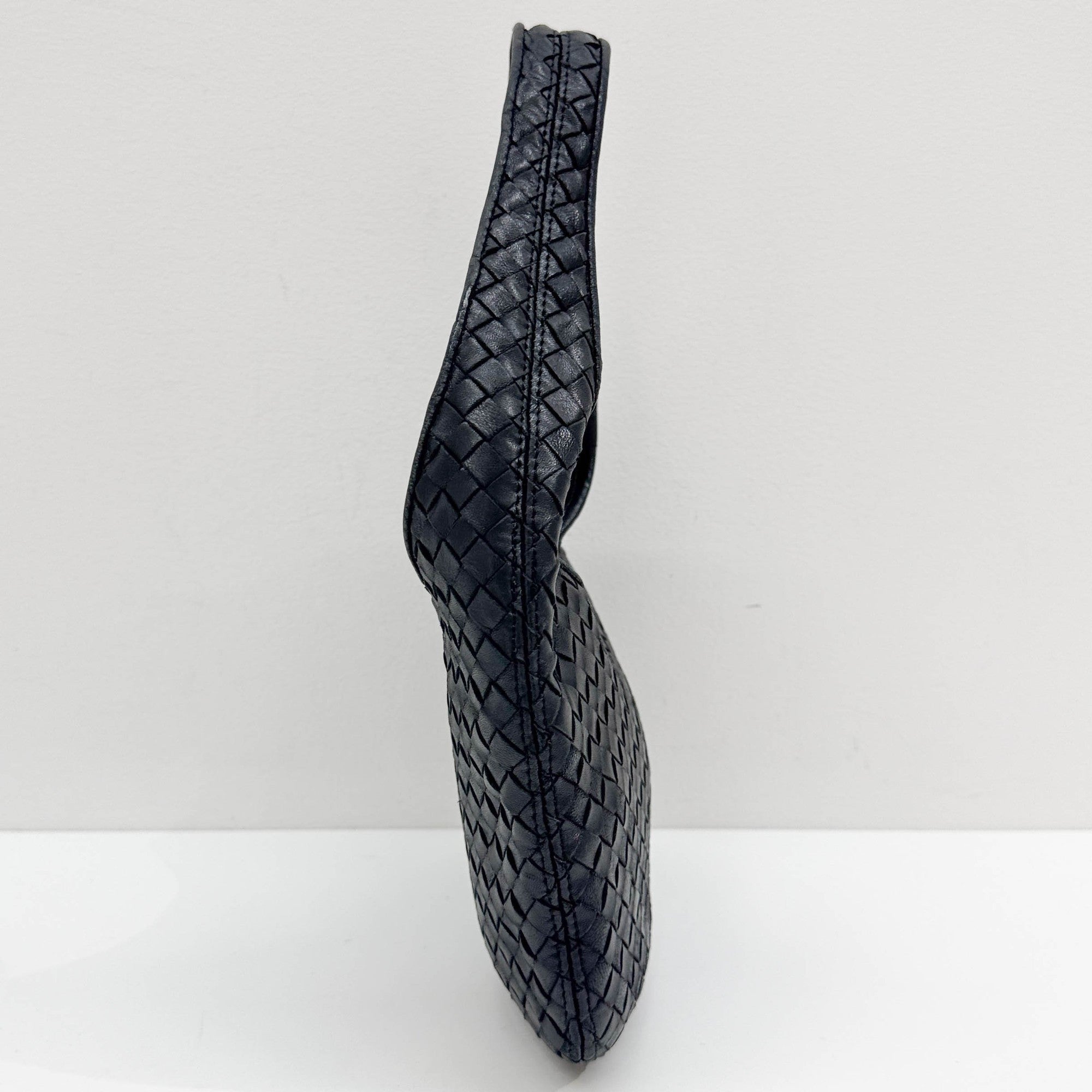 Intrecciato Black Leather Shoulder Bag