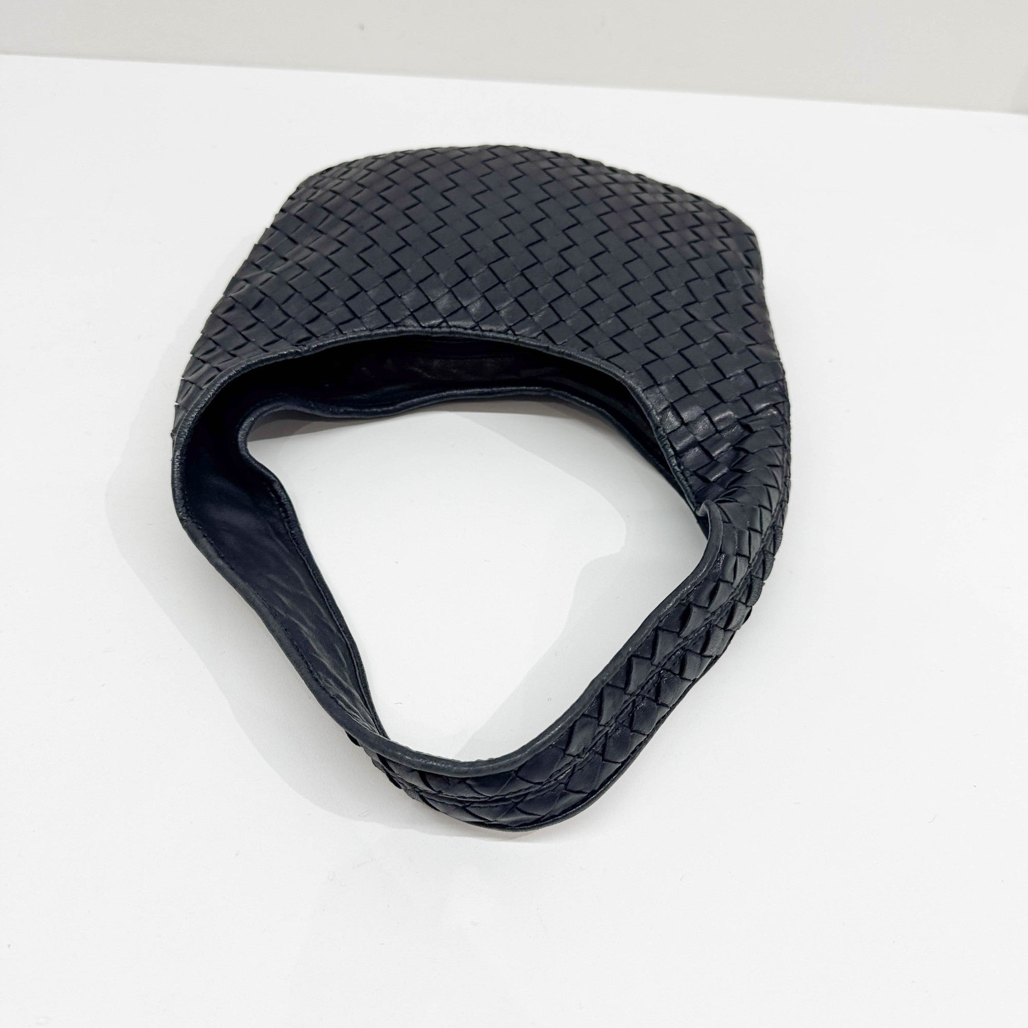 Intrecciato Black Leather Shoulder Bag